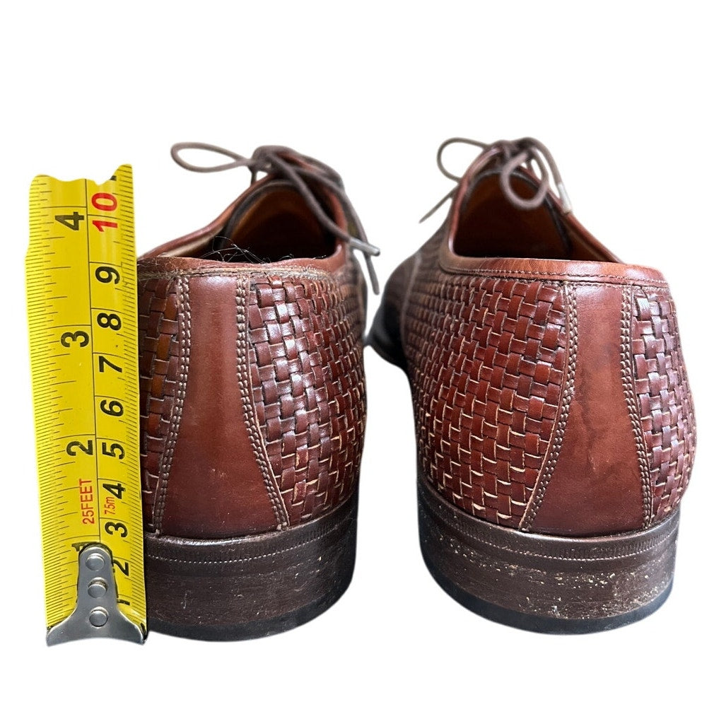 Salvatore Ferragamo 'Civas' Woven Chestnut Brown Leather Size 9