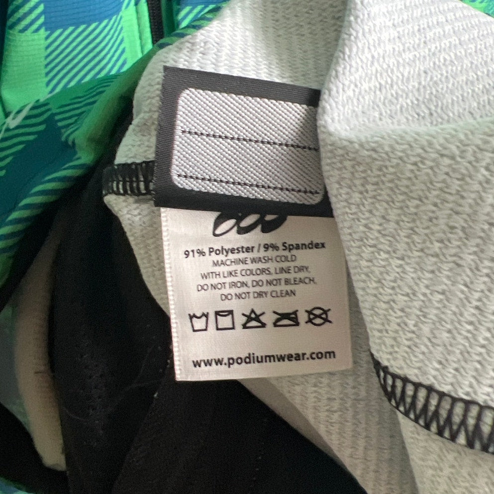 Podiumwear 000 Size 2XL Full Zip Plaid Green Lightweight Jacket Performance