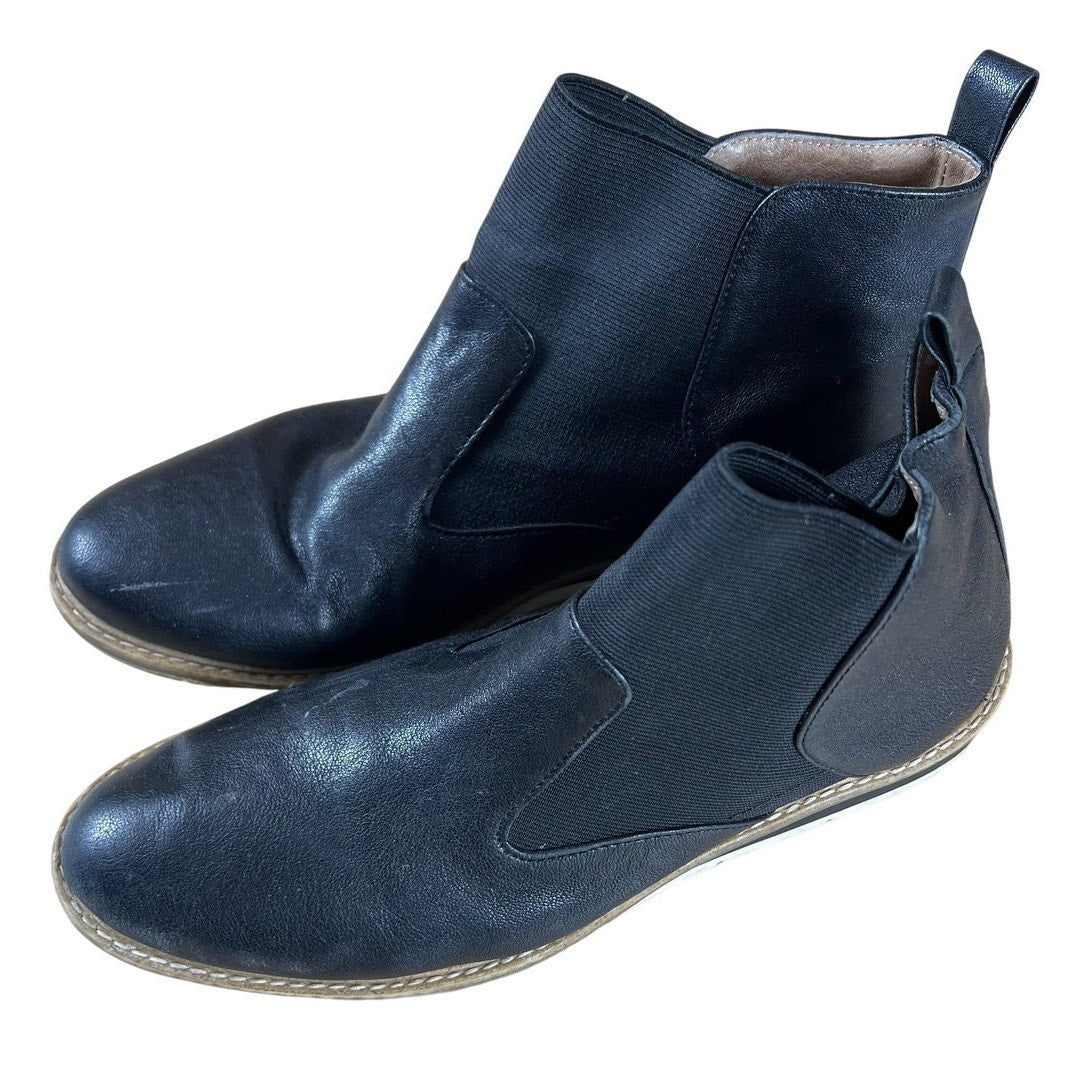 Adam Tucker Boots Mens Size 8.5 Black Leather Chelsea APOLLO Lined Slip On Ankle