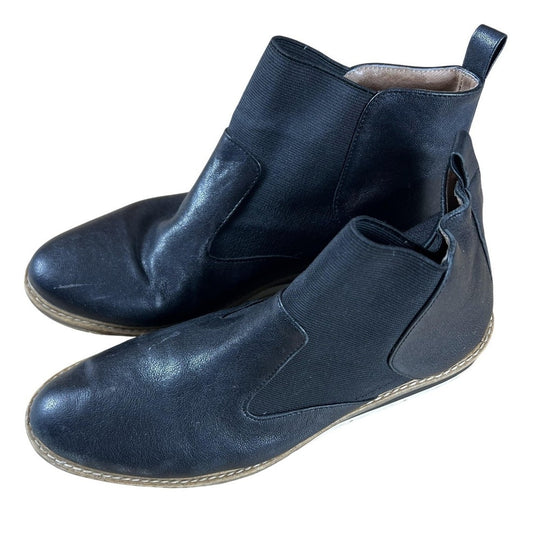 Adam Tucker Boots Mens Size 8.5 Black Leather Chelsea APOLLO Lined Slip On Ankle
