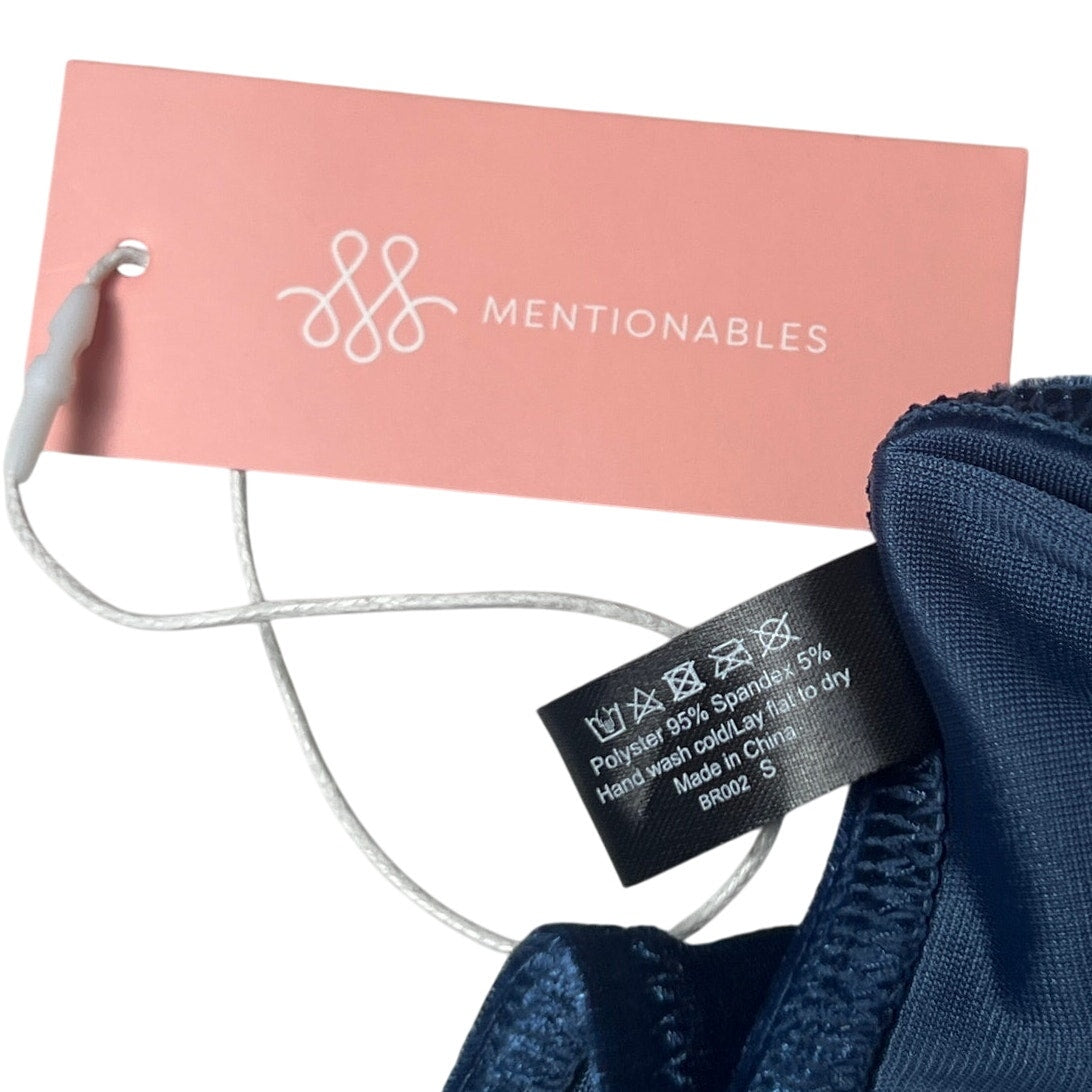 NWT Mentionables Navy Blue Velvet Ruffle Camisole Cropped Top Small S