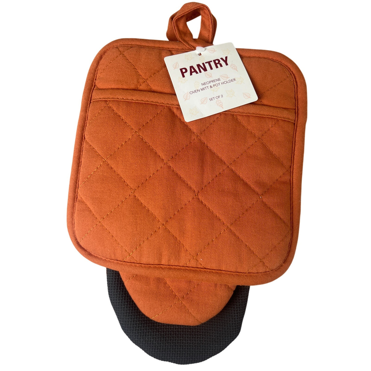 NWT Pantry Neoprene Oven Mitt & Pot Holder set Orange