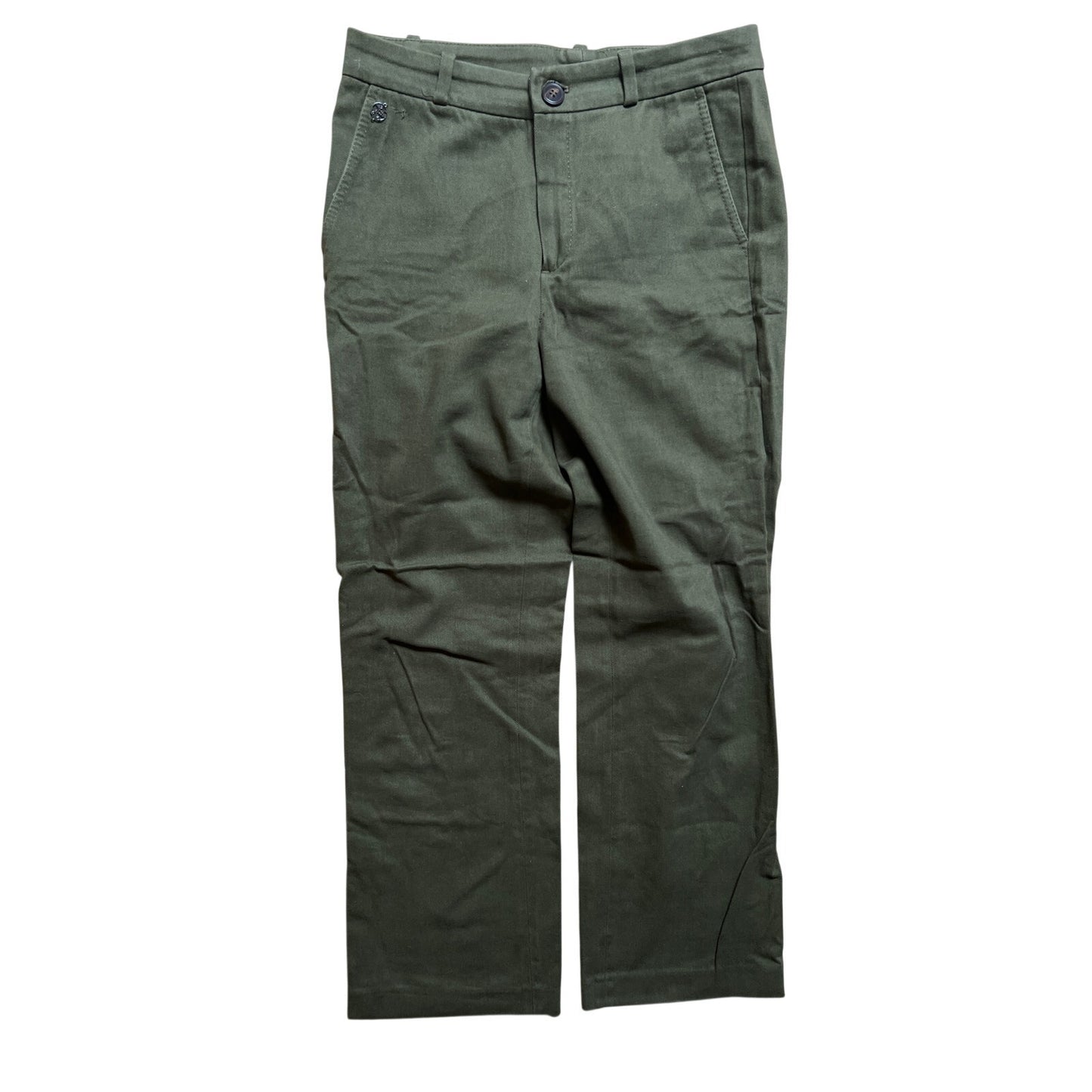 Massimo Dutti Olive Green Cotton Linen Blend Slim Fit Pants Size 4