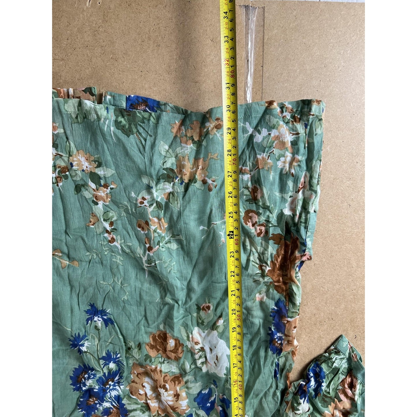 April Cornell Tunic Womens S Green Floral Rayon Scoop Neck Button Pockets