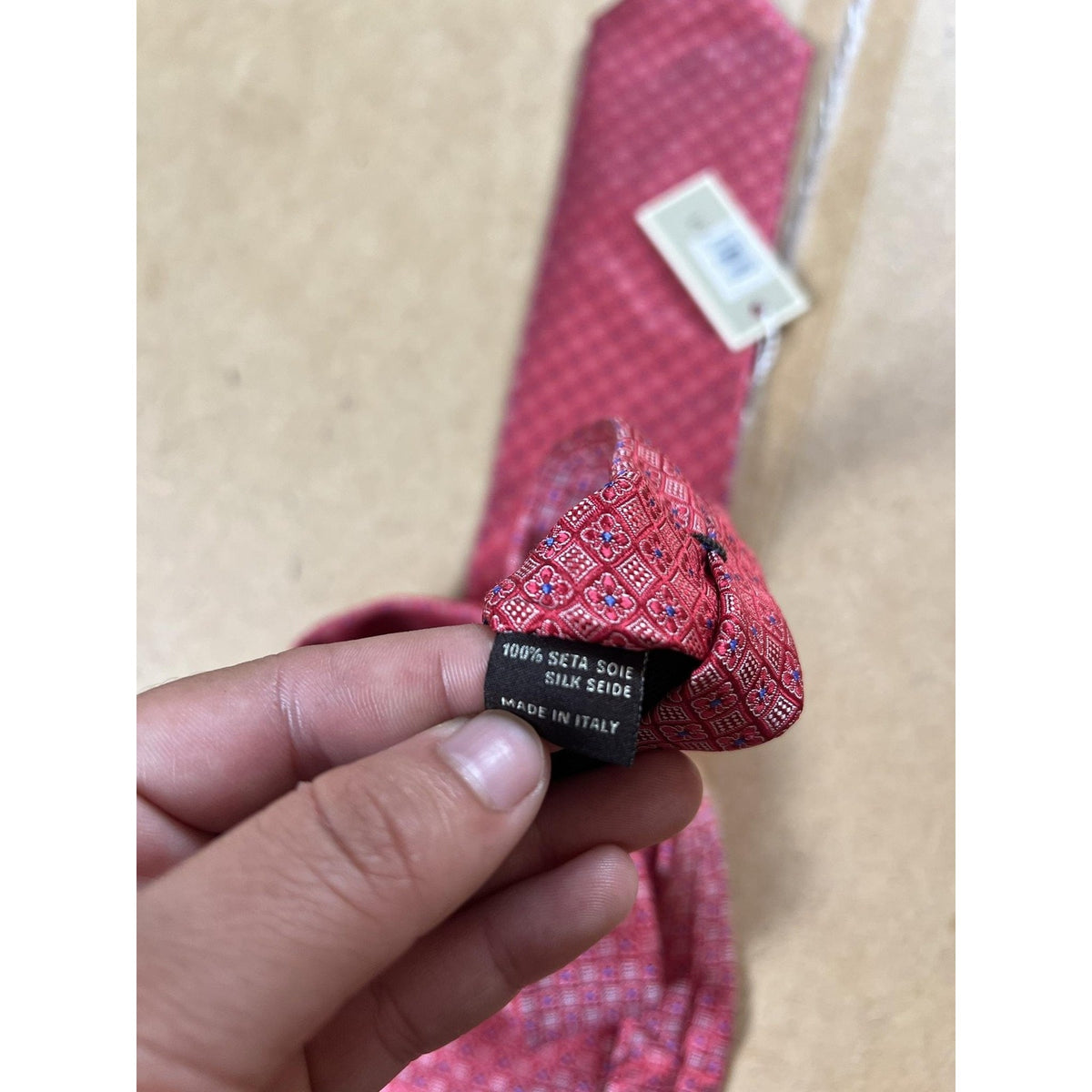 Canali Tie Mens Red 100% Silk Necktie Made In Italy Business Classic Luxury