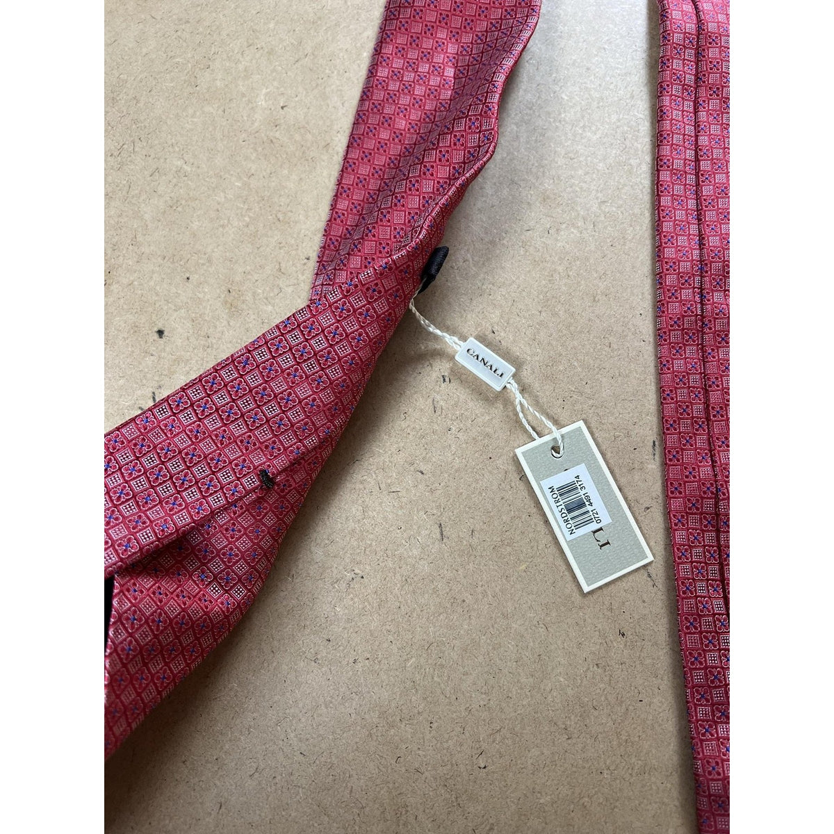 Canali Tie Mens Red 100% Silk Necktie Made In Italy Business Classic Luxury