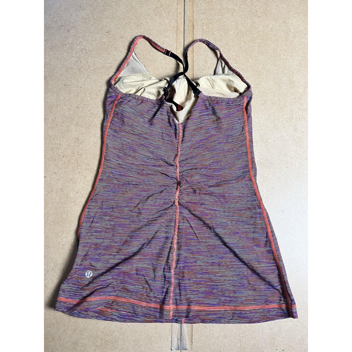 Lululemon Tank Womens 8 Purple Striped Built-In Bra V-Neck Camisole Yoga