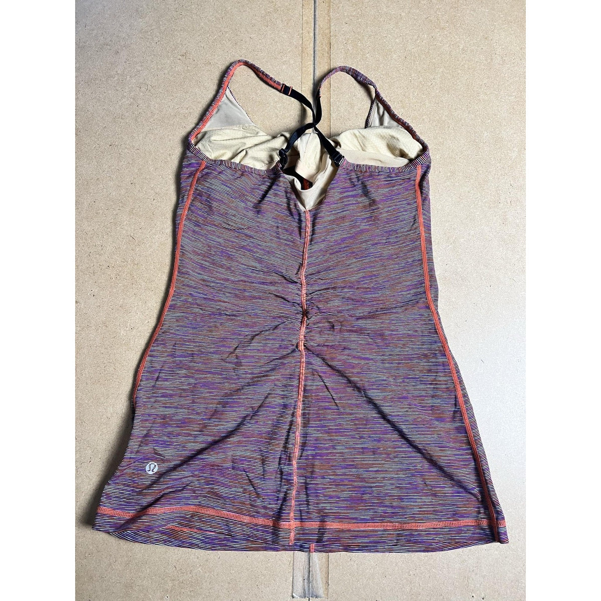Lululemon Tank Womens 8 Purple Striped Built-In Bra V-Neck Camisole Yoga
