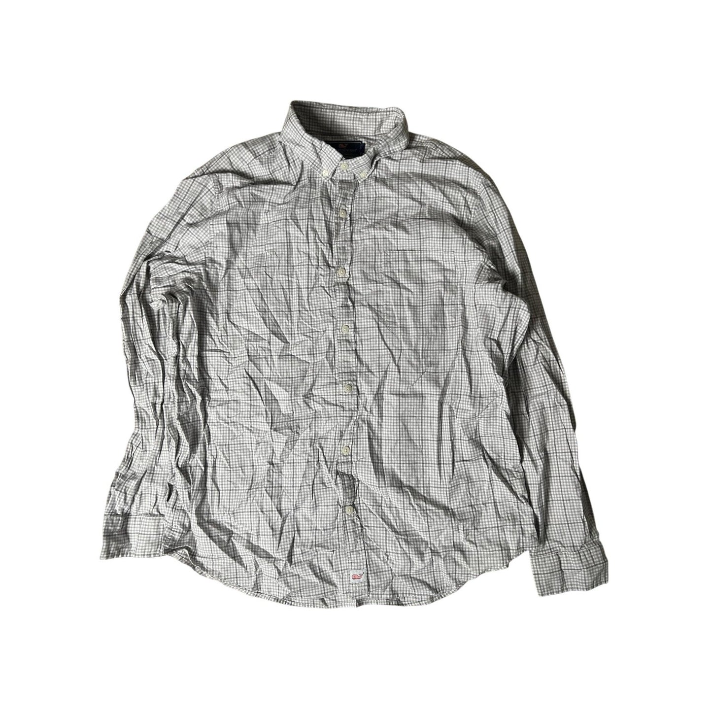 Vineyard Vines Shirt Mens XL Gray Check Long Sleeve Button Up Slim Fit