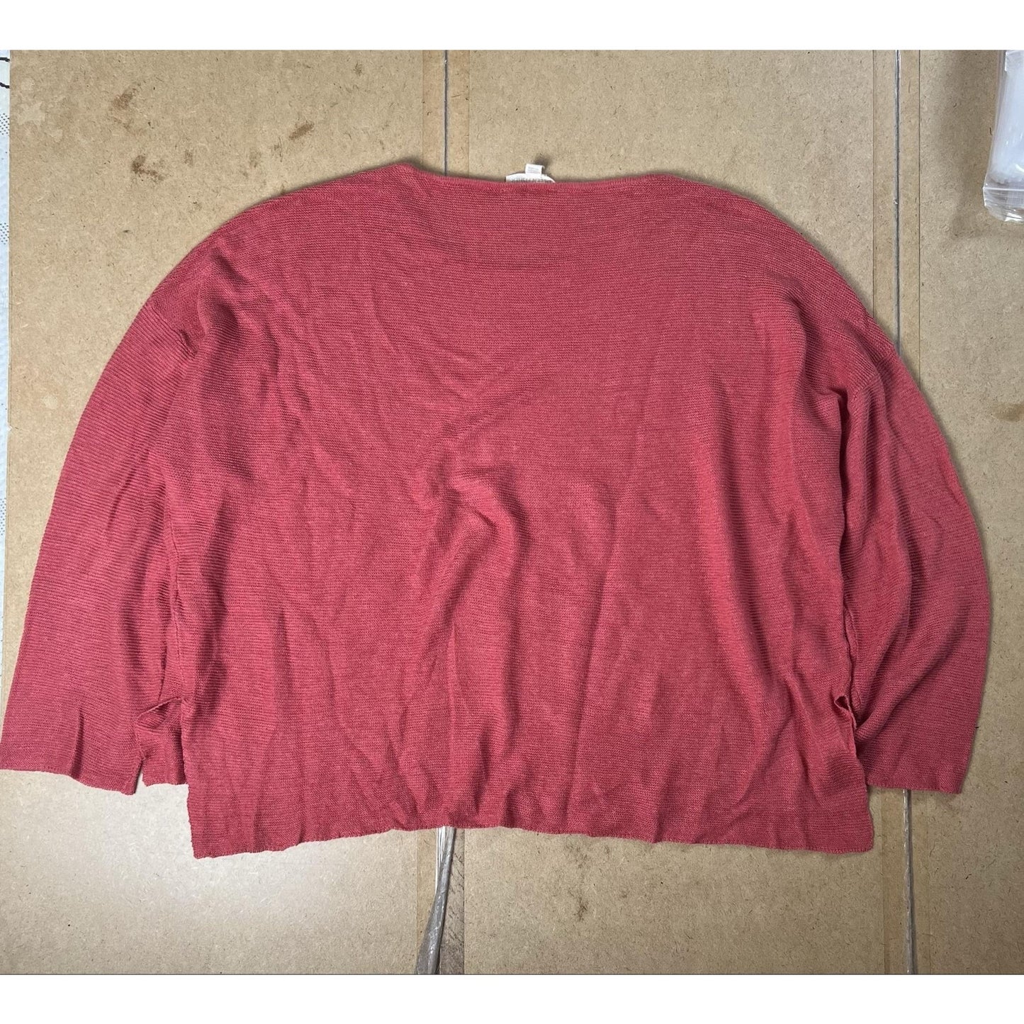 EILEEN FISHER Sweater Womens M Red Pullover Crew Neck Lightweight Linen
