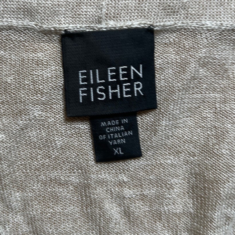 Eileen Fisher Linen Women Beige Cardigan Size XL