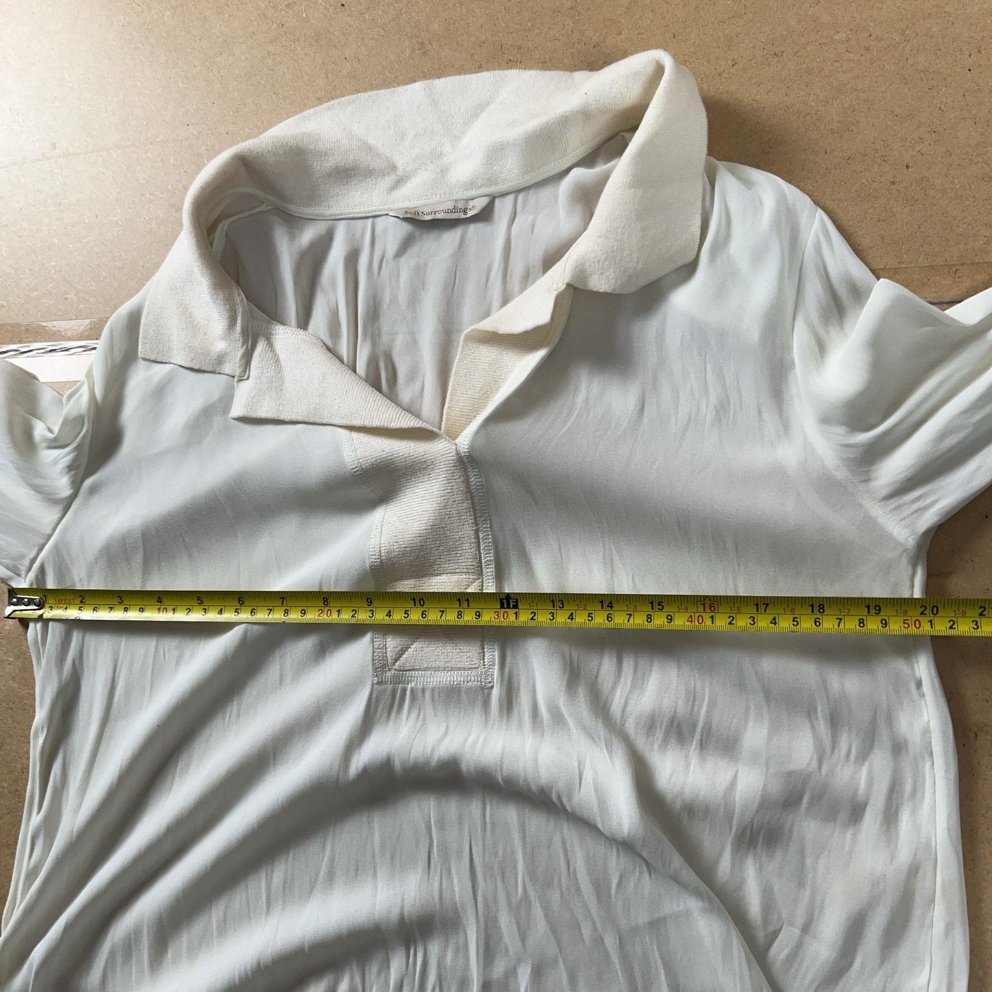 Soft Surroundings Tunic Womens L White Sheer Chiffon Collared Pullover