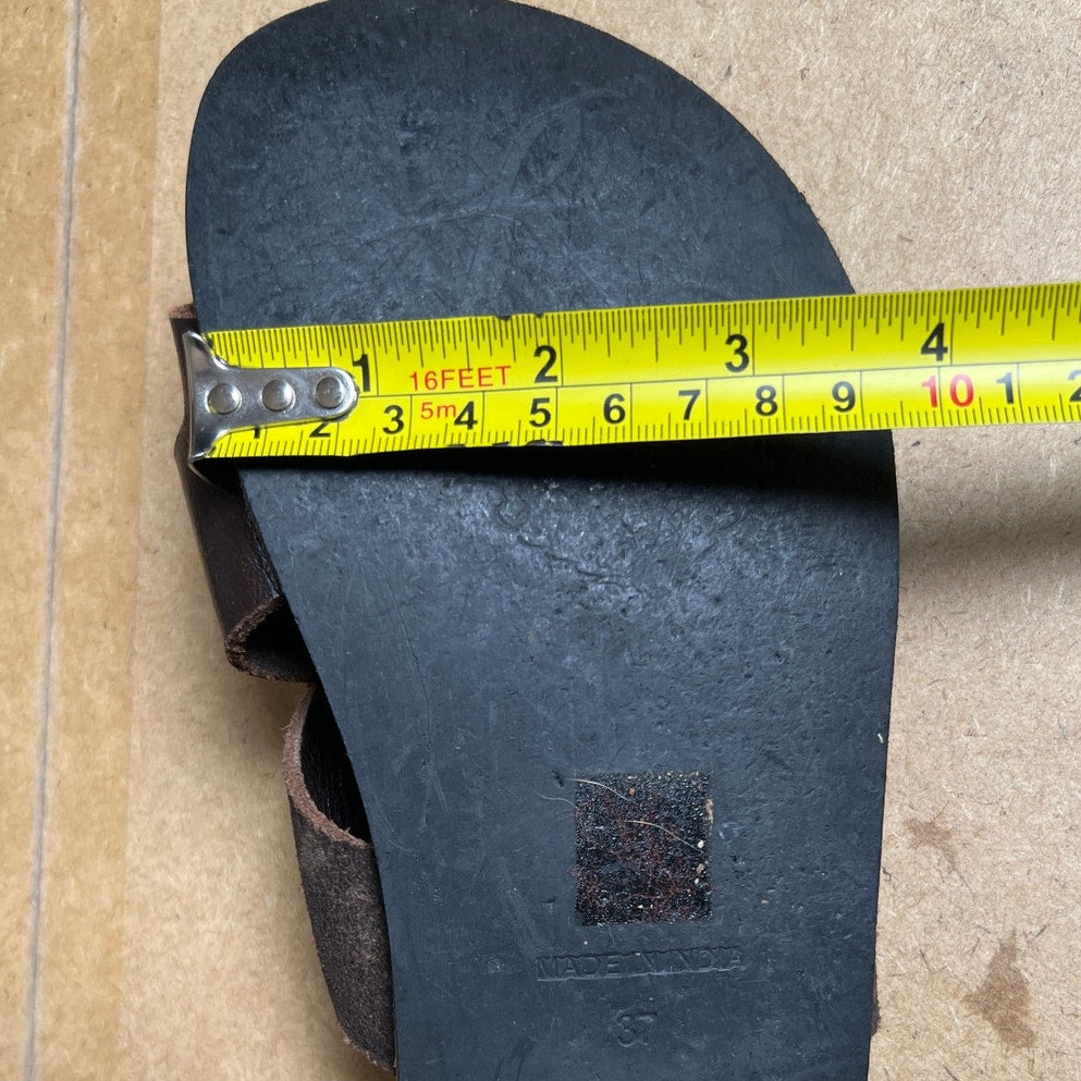 Free People Sandals Slides Women Size 37 US 6 Brown Leather