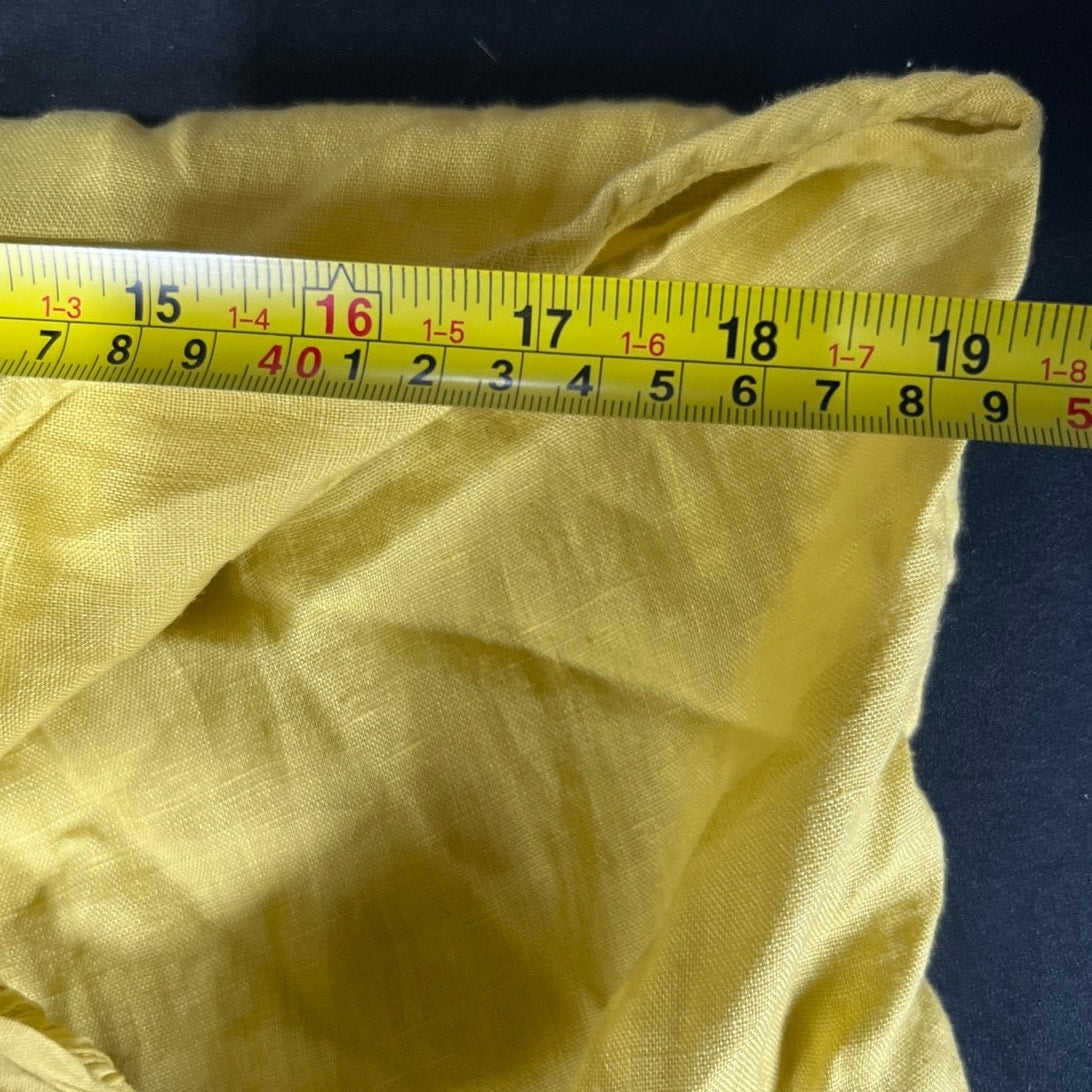 Bellambia Size Medium Made In Italy 100% Linen Women's Yellow High Tie Neck Top
