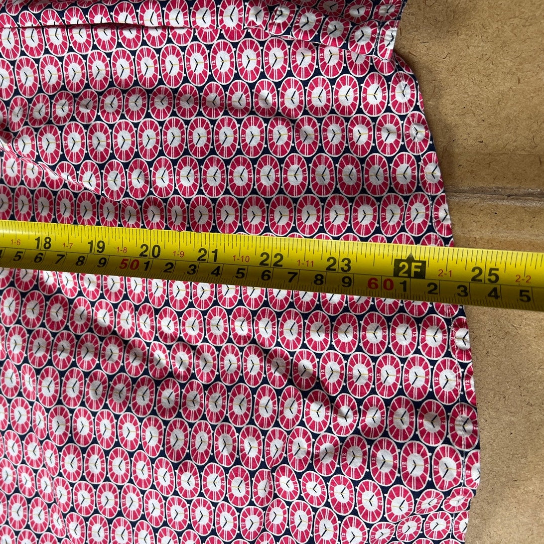 Mini Boden Designer Clock Print Classic Button Down Women's Shirt Size 16