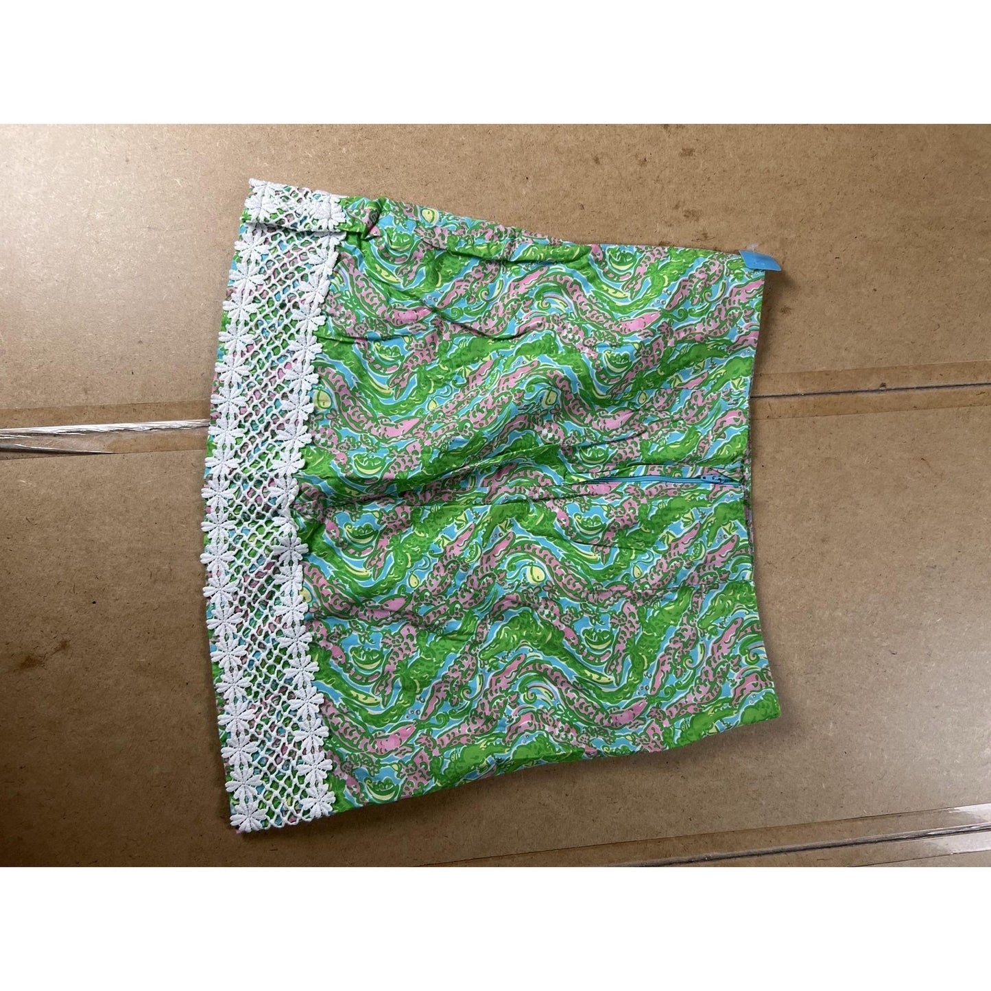 Lilly Pulitzer Skirt Womens 10 Green Paisley Mini Lace Crochet Lined Zip