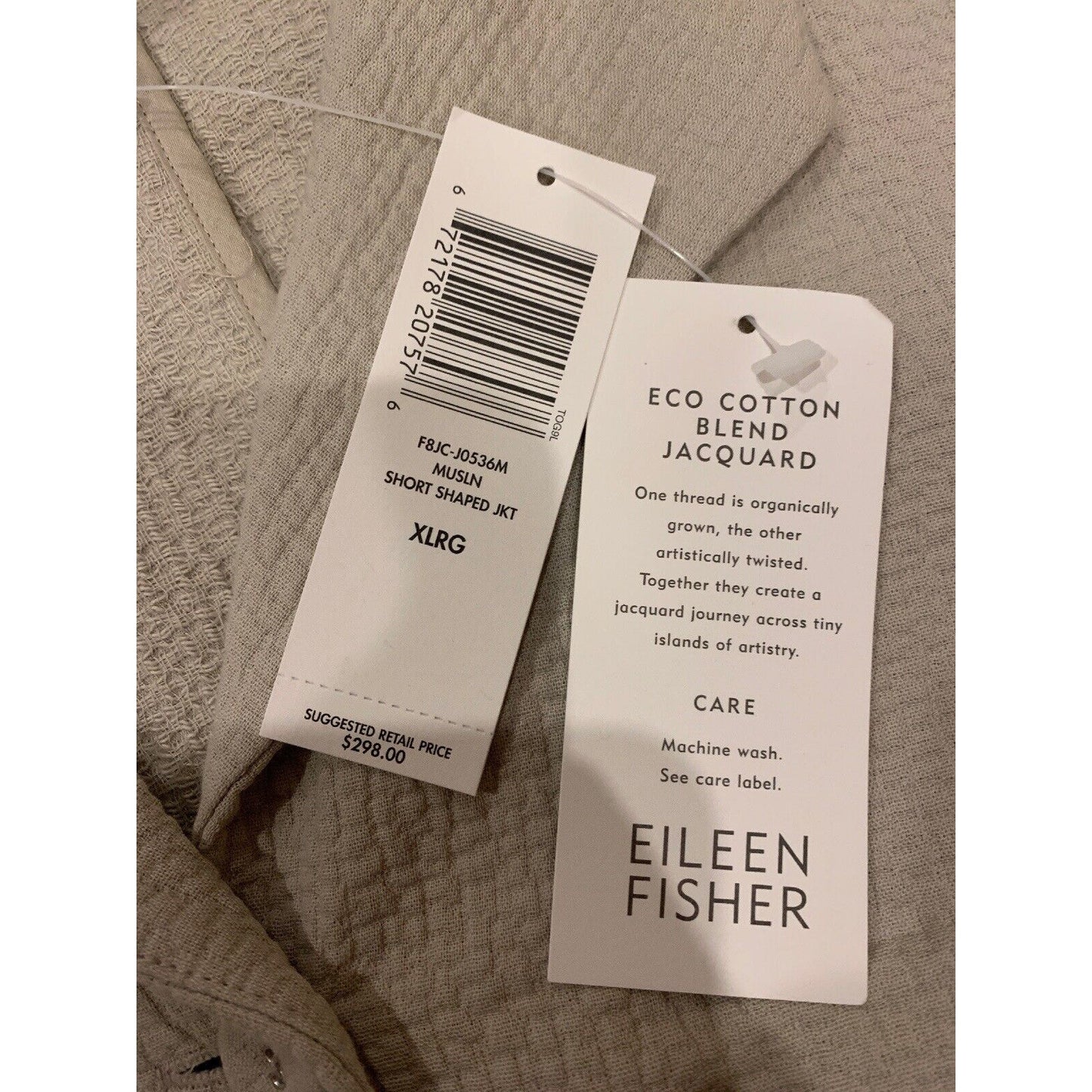 NWT Eileen Fisher Off-White Short Shaped Jacket Size XL - F8JC-J0536M - $298