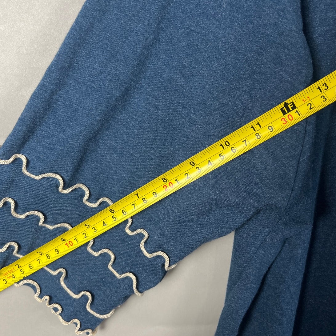 Laura Hlavac Dress Cotton Ruffle Sleeve Hem Blue Long Sleeve Size 2XL
