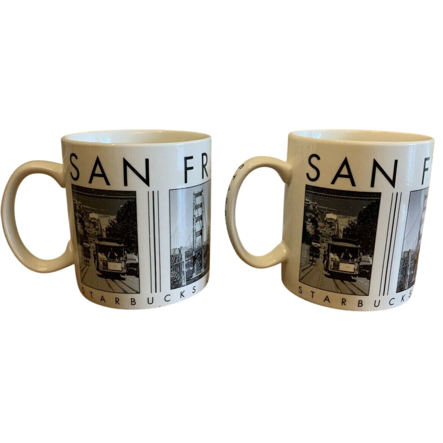 Starbucks 2005 SAN FRANCISCO City Scenes Barista 14oz coffee mug set - Qty 2