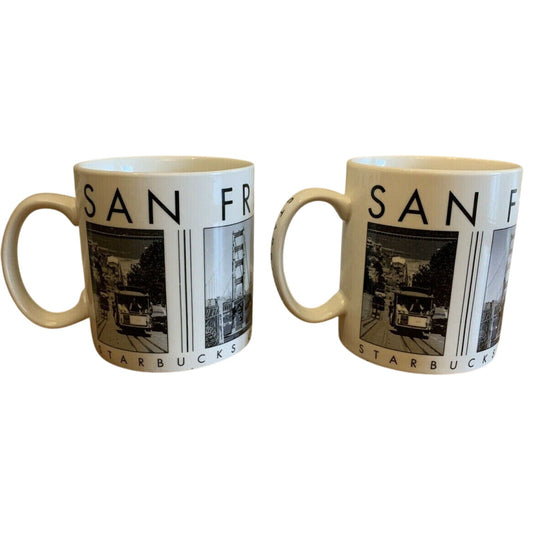 Starbucks 2005 SAN FRANCISCO City Scenes Barista 14oz coffee mug set - Qty 2