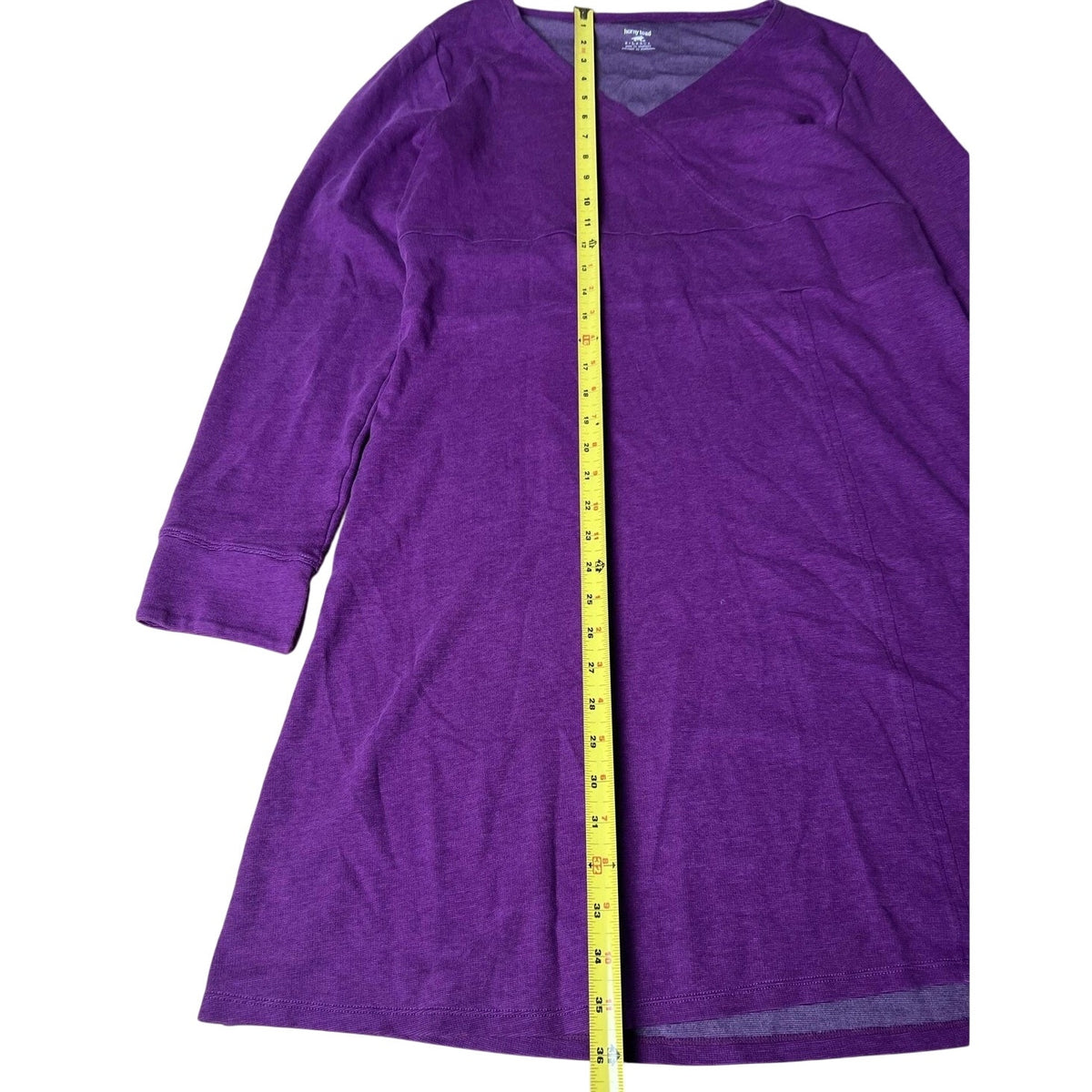 Horny Toad Dress Womens L Purple Wrap Knee Length Jersey V-Neck Empire Waist