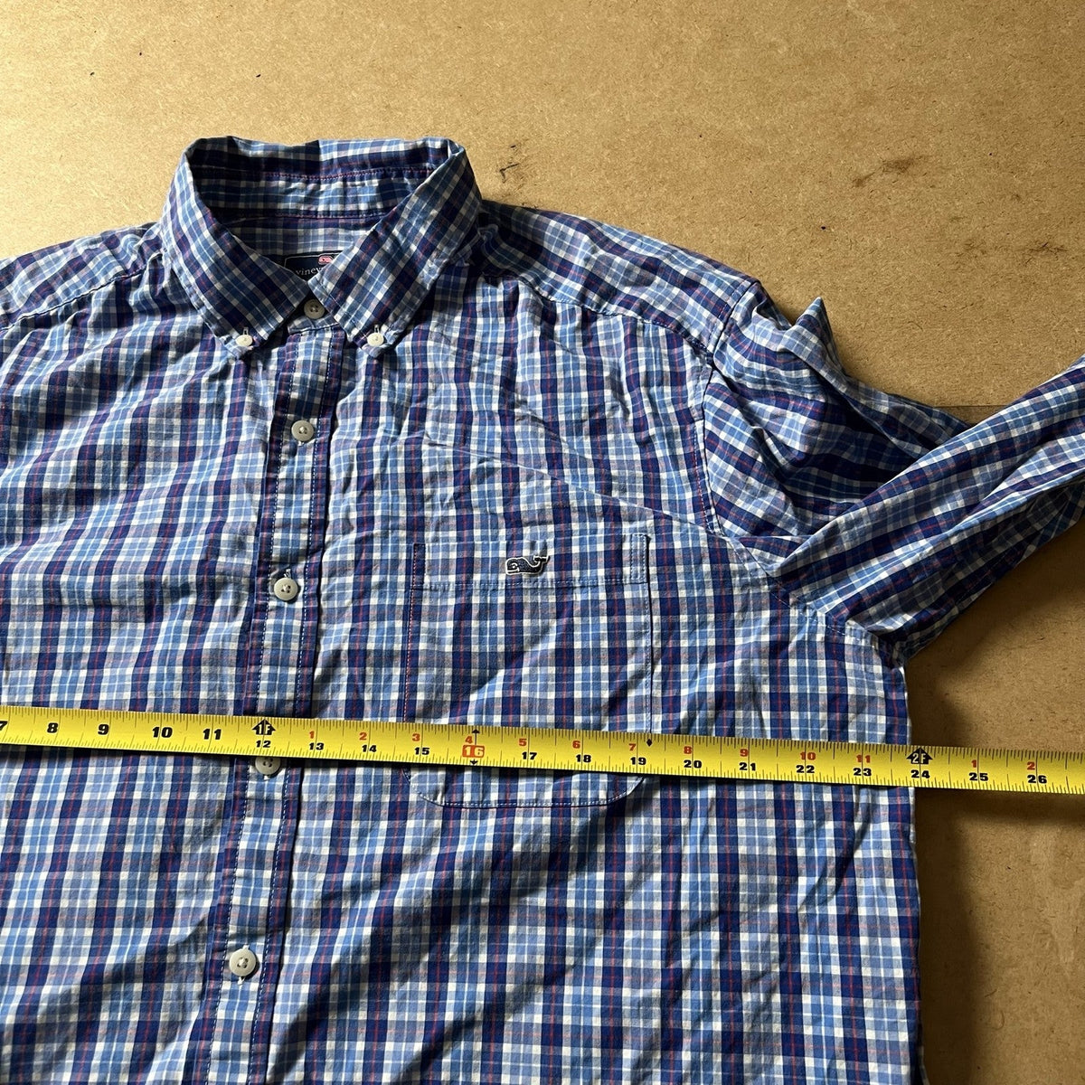 Vineyard Vines Shirt Mens XL Blue Plaid Long Sleeve Button Up Casual Cotton