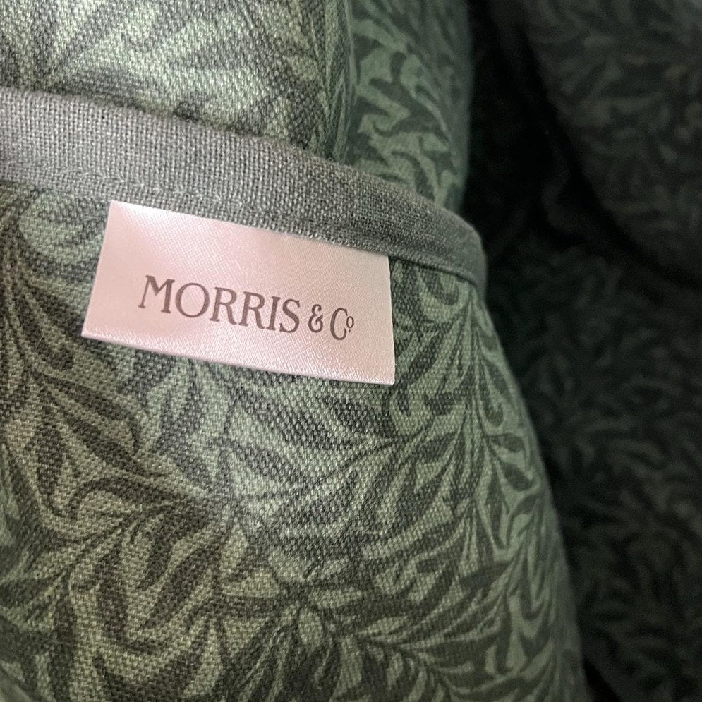 MORRIS & Co Tote Bag Womens Large Green Canvas Lined Strawberry Thief Pattern