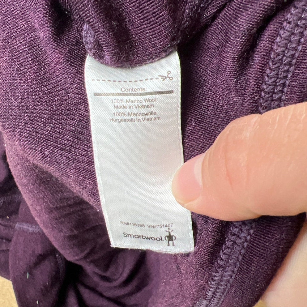 Smartwool Women Purple Merino Wool 1/4 Zip Striped Long Sleeve Sweater