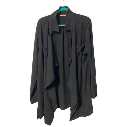 ODDY Black Oversized Relaxed Fit Open Cardigan with Pockets Women's L / XL