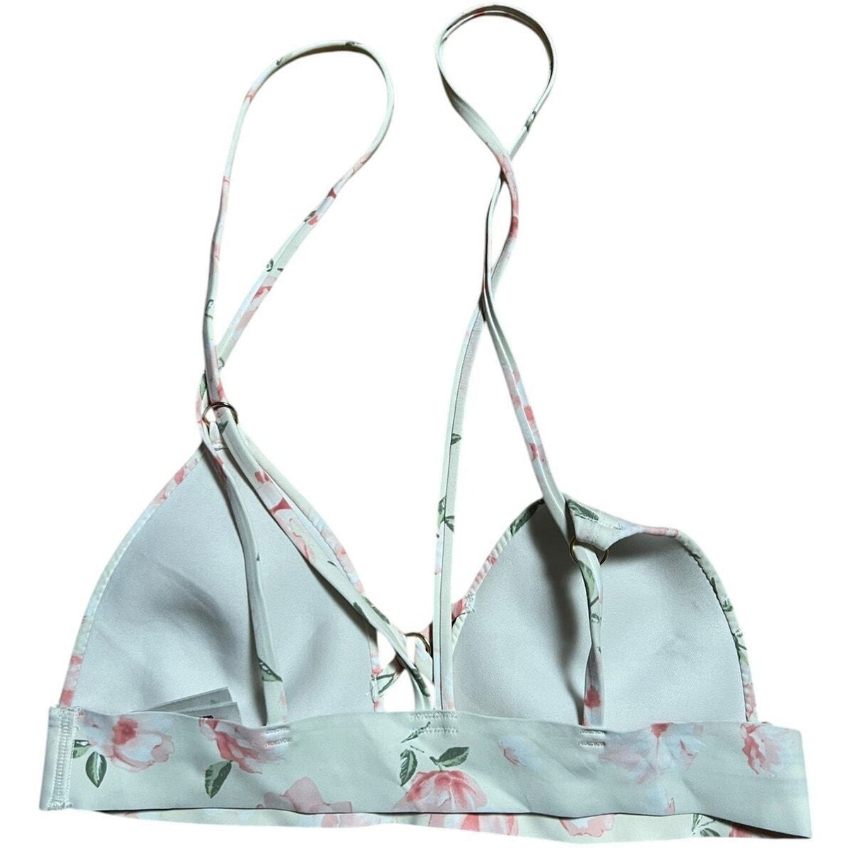 Pink by Victoria's Secret Bonded XS Floral Blue Strappy Back Triangle Bralette
