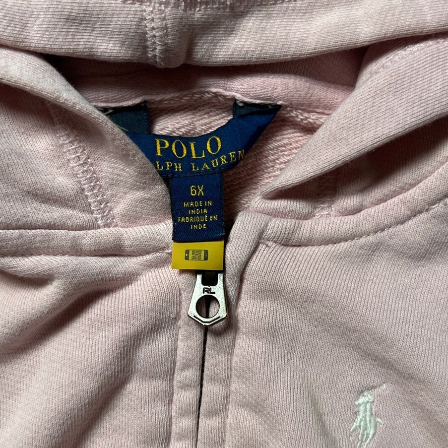 Polo Ralph Lauren Baby Pink Sweatshirt Women's Size 6X Hooded Zipper Logo