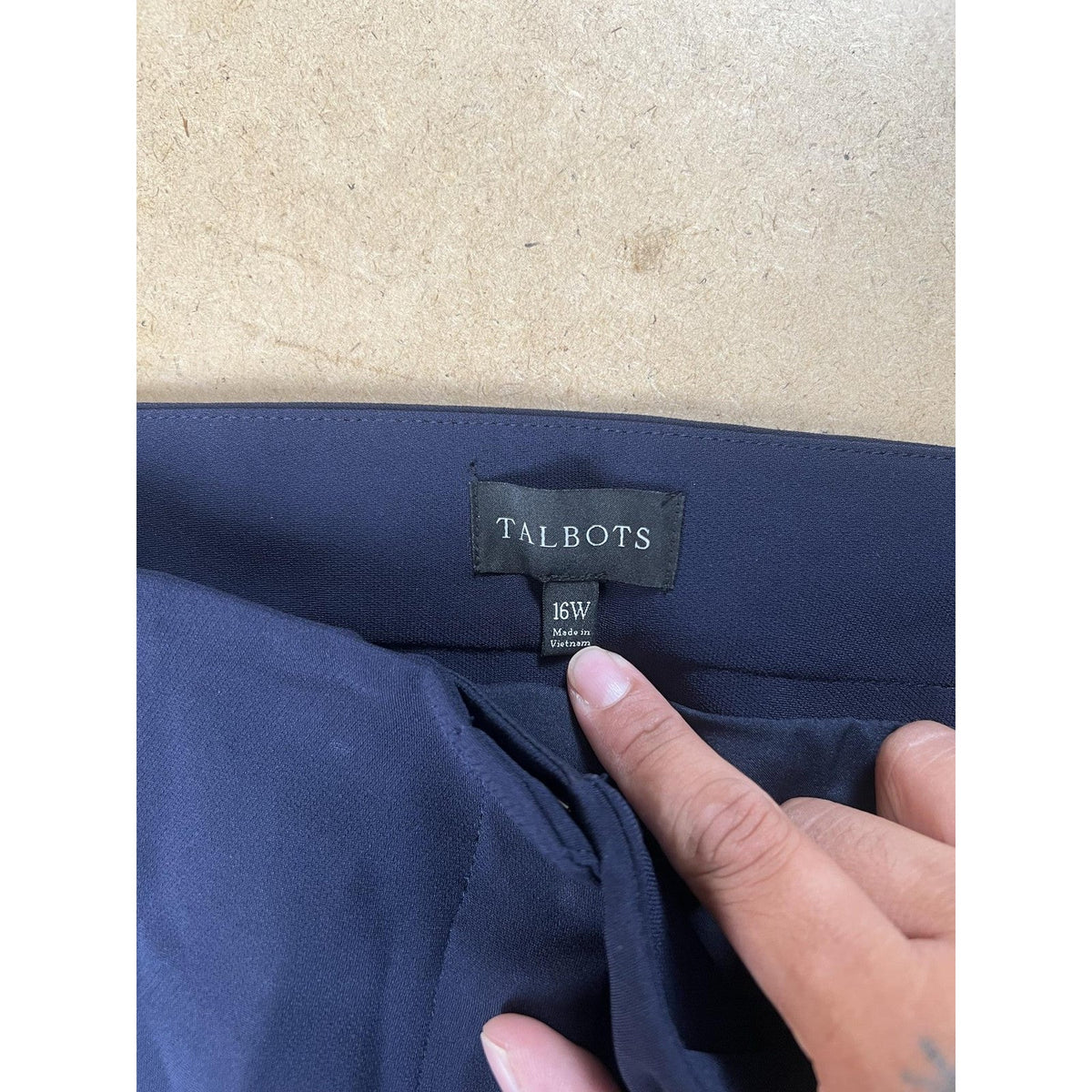 Talbots Pants Womens 16W Blue Crepe Dress Pants Lined Pockets Zip Classic