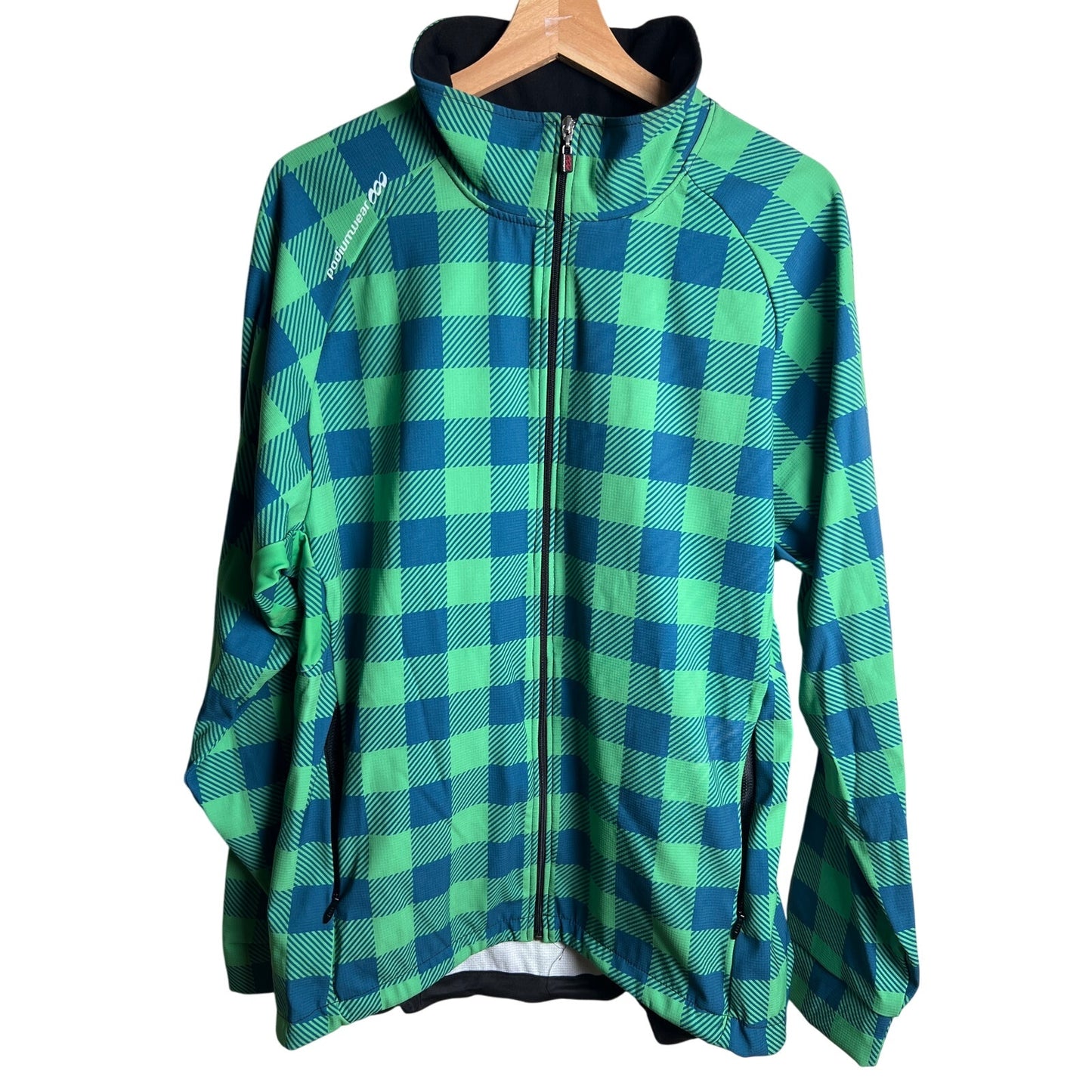Podiumwear 000 Size 2XL Full Zip Plaid Green Lightweight Jacket Performance