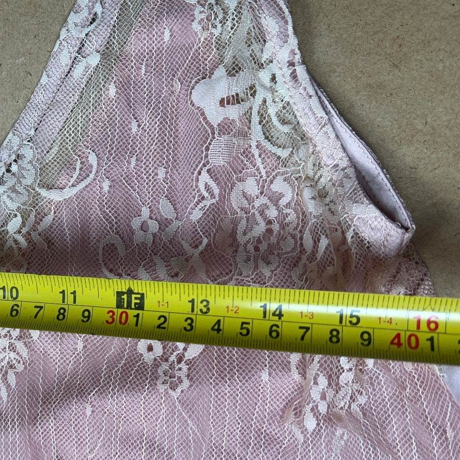POL Pink Satin Lace Tank Top Size S