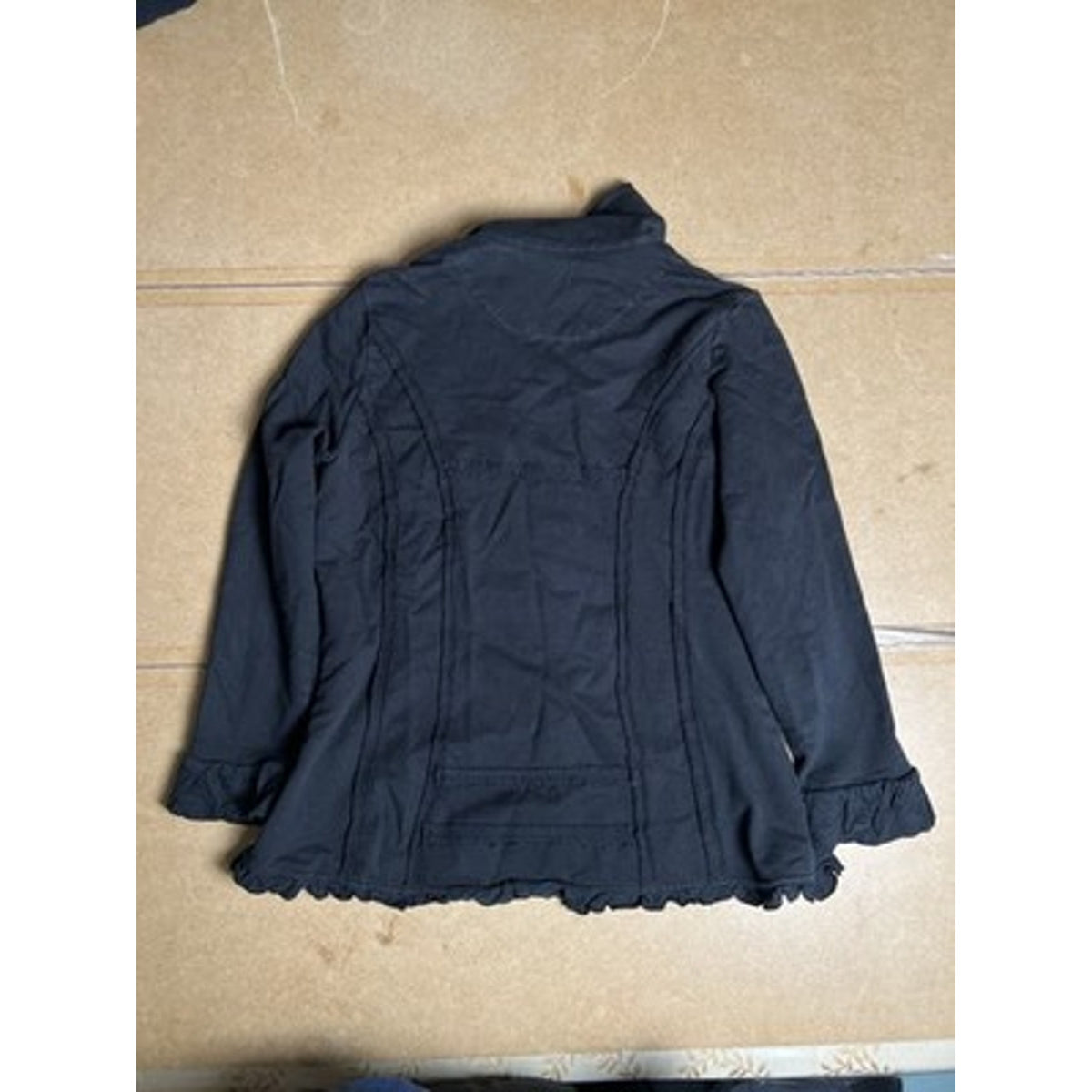 Neon Buddha Cardigan Womens XL Black Cowl Neck Bell Sleeve Ruffle Pockets