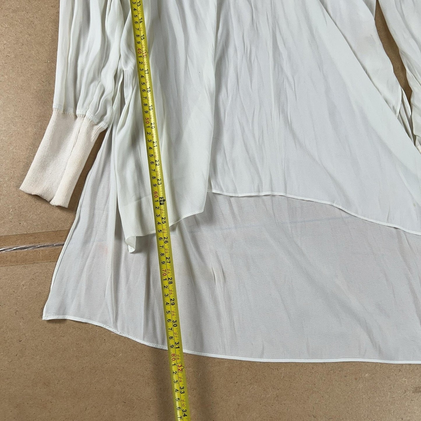 Soft Surroundings Tunic Womens L White Sheer Chiffon Collared Pullover