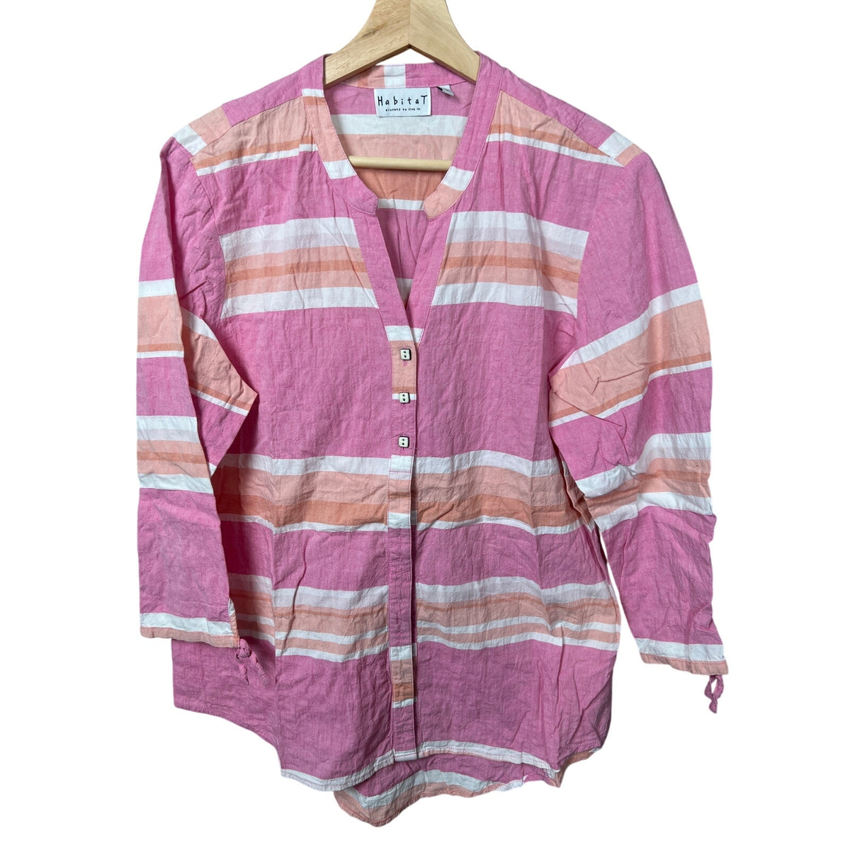 Habitat Clothes To Live in Medium Pink Stripped Cotton Top