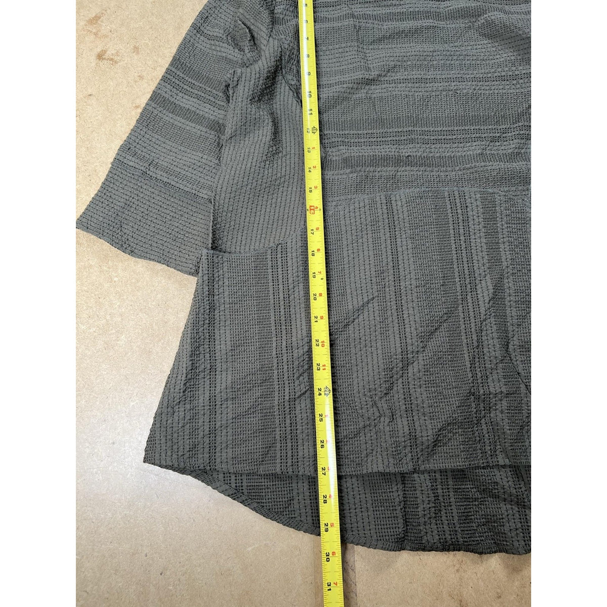 Habitat Tunic Womens M Green 3/4 Sleeve Round Neck Striped Rayon Nylon Pockets