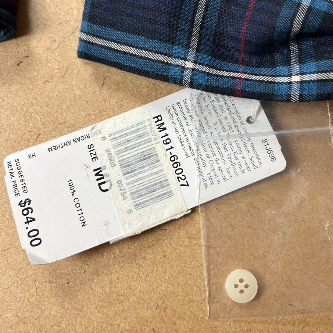 NWT Pendleton Button Up Shirt Womens M Plaid Long Sleeve Cotton with Ruffles