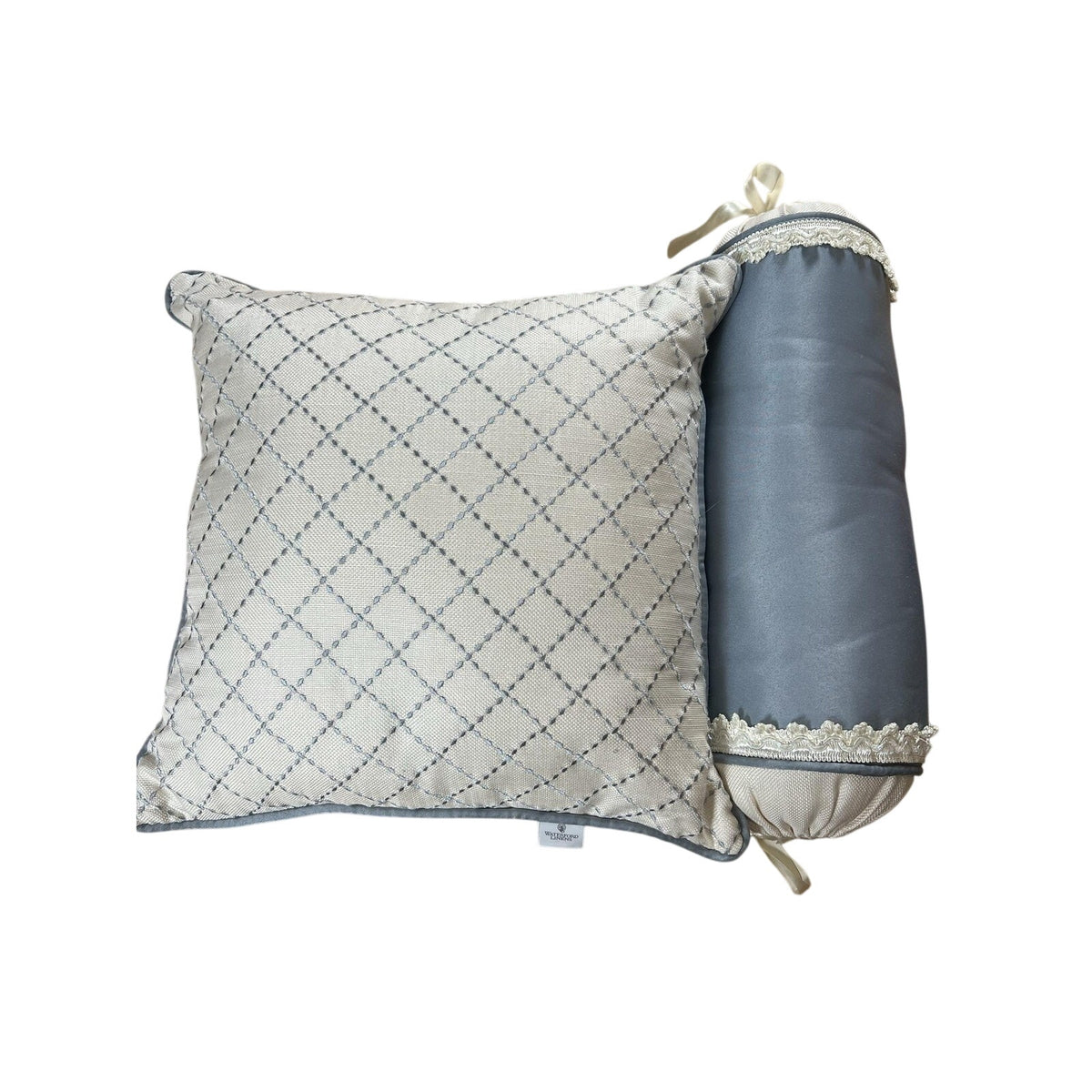 Waterford Linens Cushion Gray 40 X 40 Cm Traditional Geometric Polyester Blend