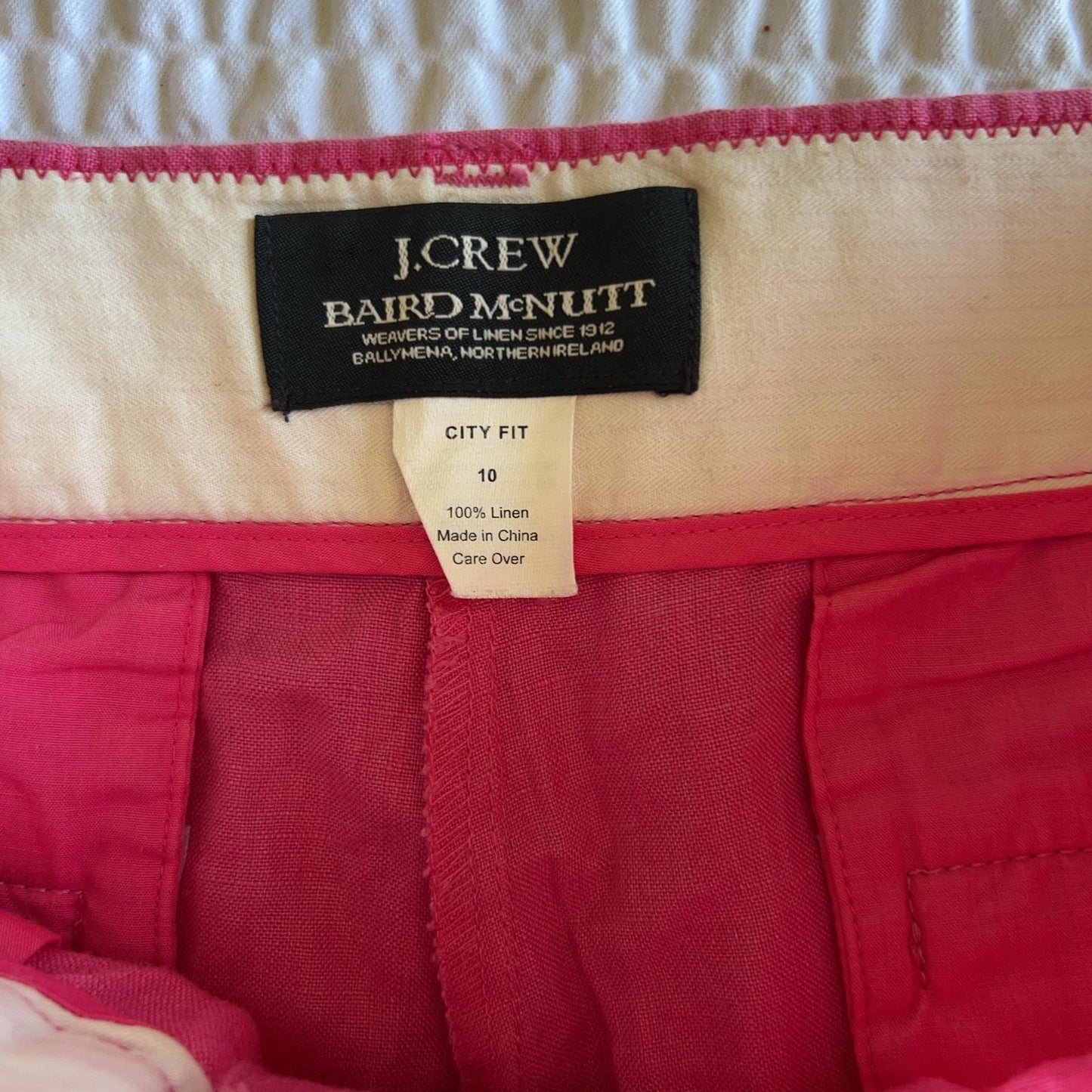J.CREW Chino Shorts Womens 10 Pink Linen Cuffed City Fit Casual Summer