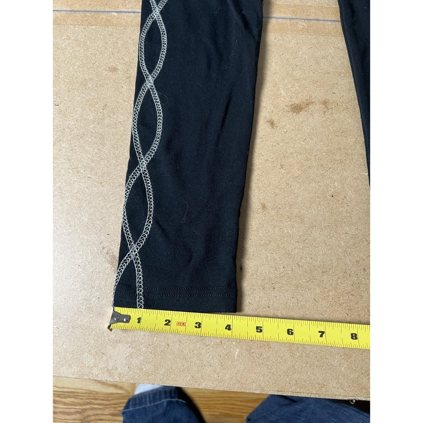 LAURA HLAVAC Leggings Womens S Black Ankle Yoga Cotton/Spandex Embroidered