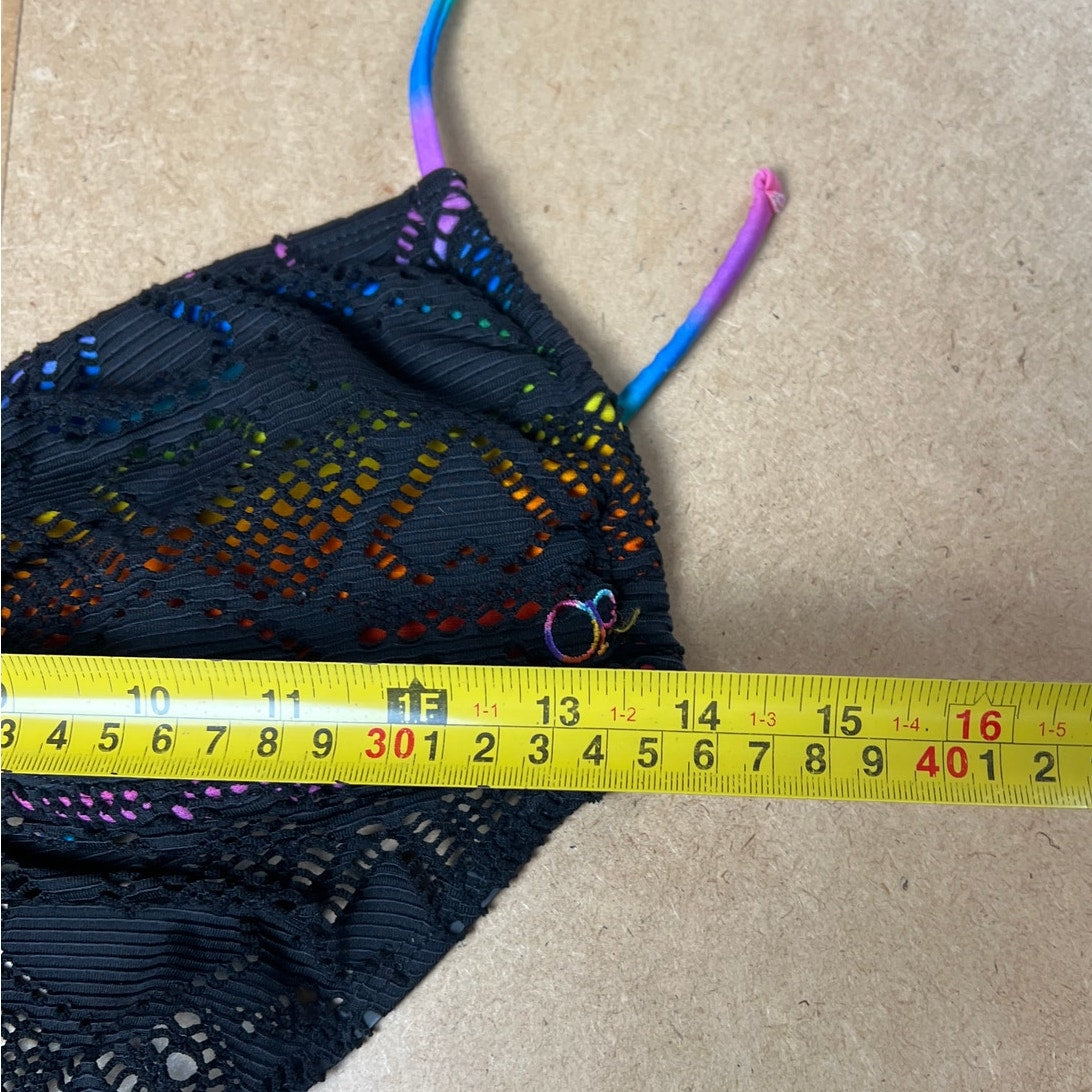 Y2K OP Rainbow Eyelet Swimsuit Size Large (11-13)
