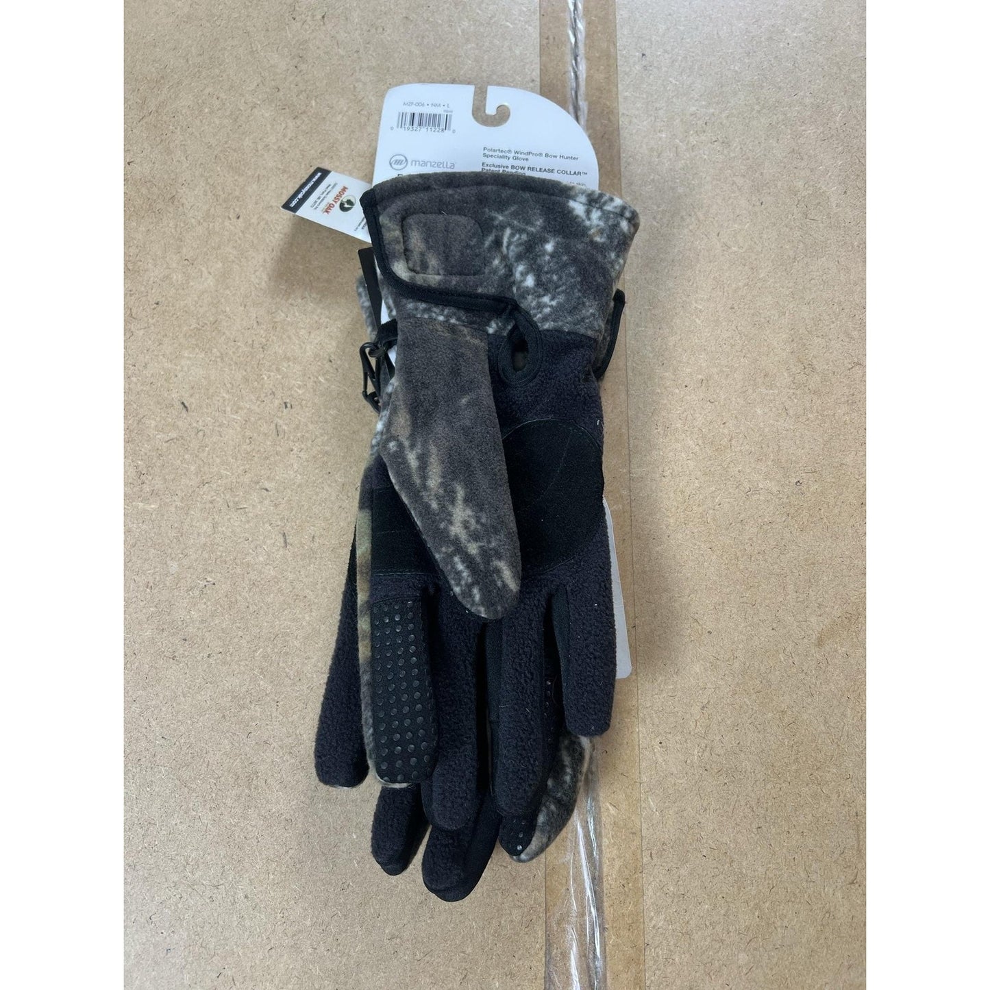 Manzella Gloves Mens L Gray Bowstalker Bow Hunting Fleece Insulated Windproof