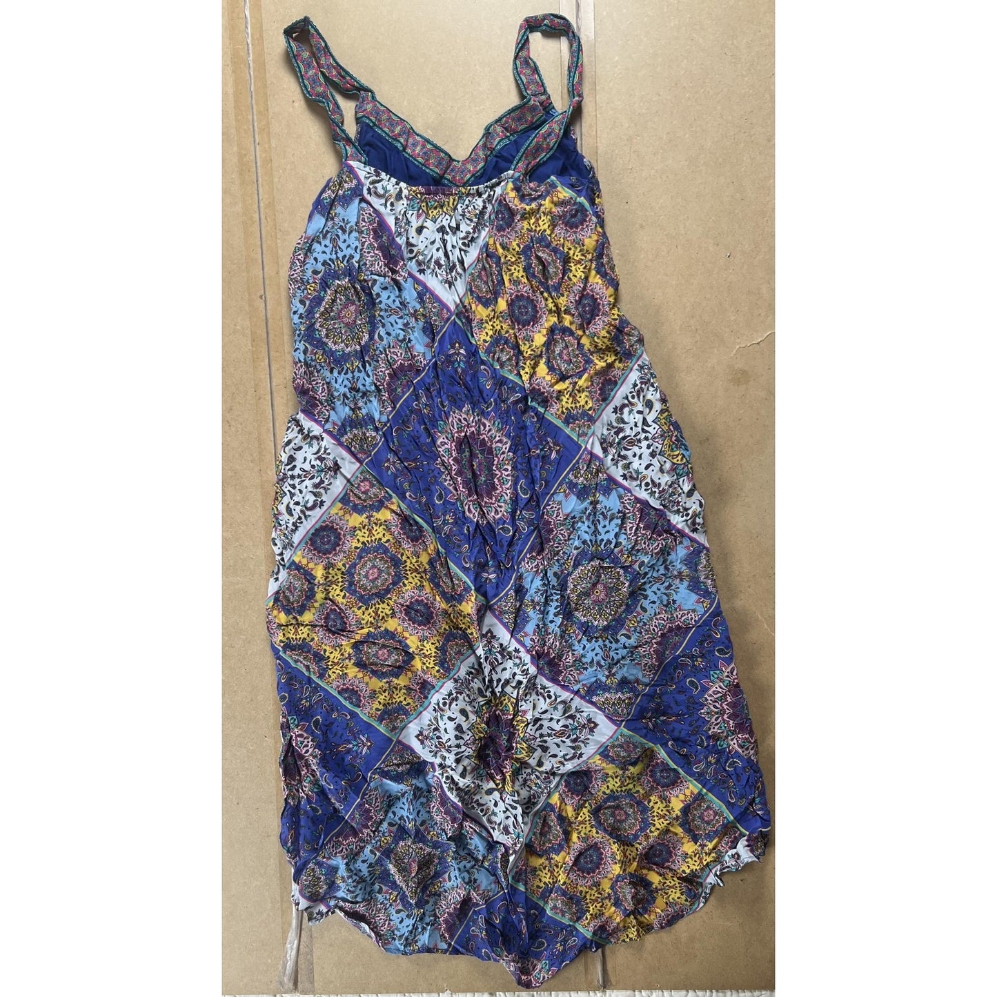 Sundance Dress Womens S Blue Paisley Print Maxi Sundress Scoop Neck Lined Boho