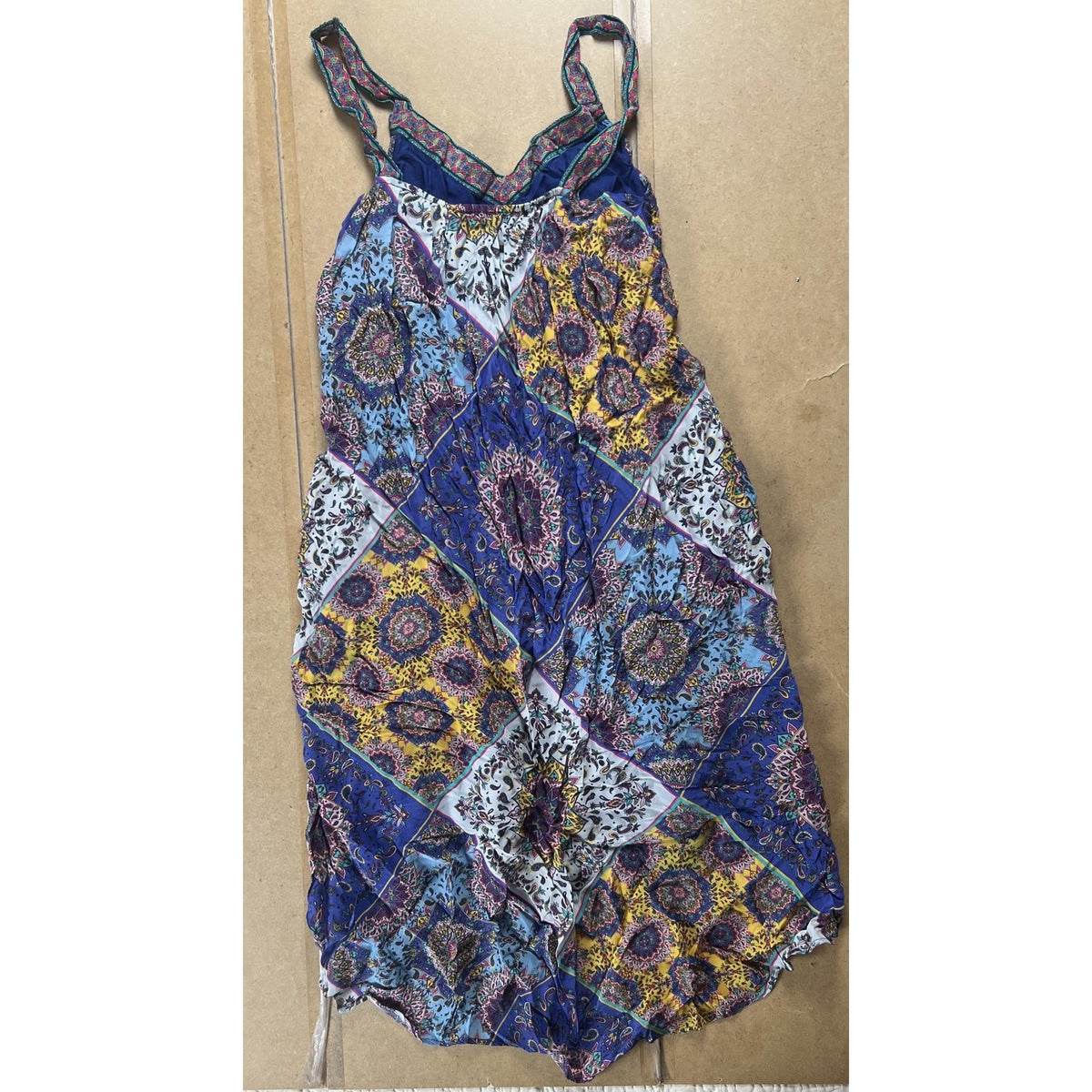 Sundance Dress Womens S Blue Paisley Print Maxi Sundress Scoop Neck Lined Boho
