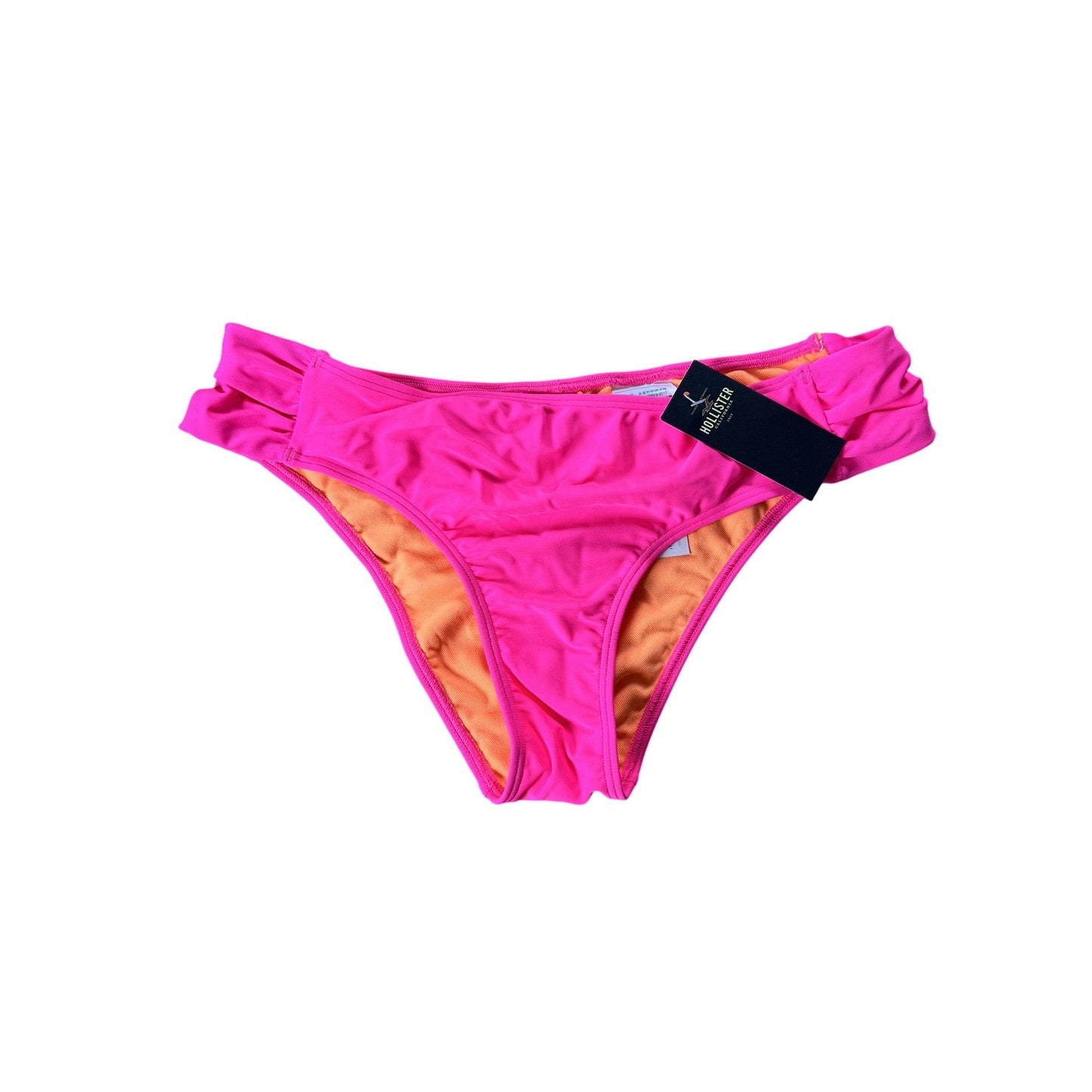 Hollister Bottom Womens L Pink Cheeky Lined Elastic Waist Logo Nylon Spandex