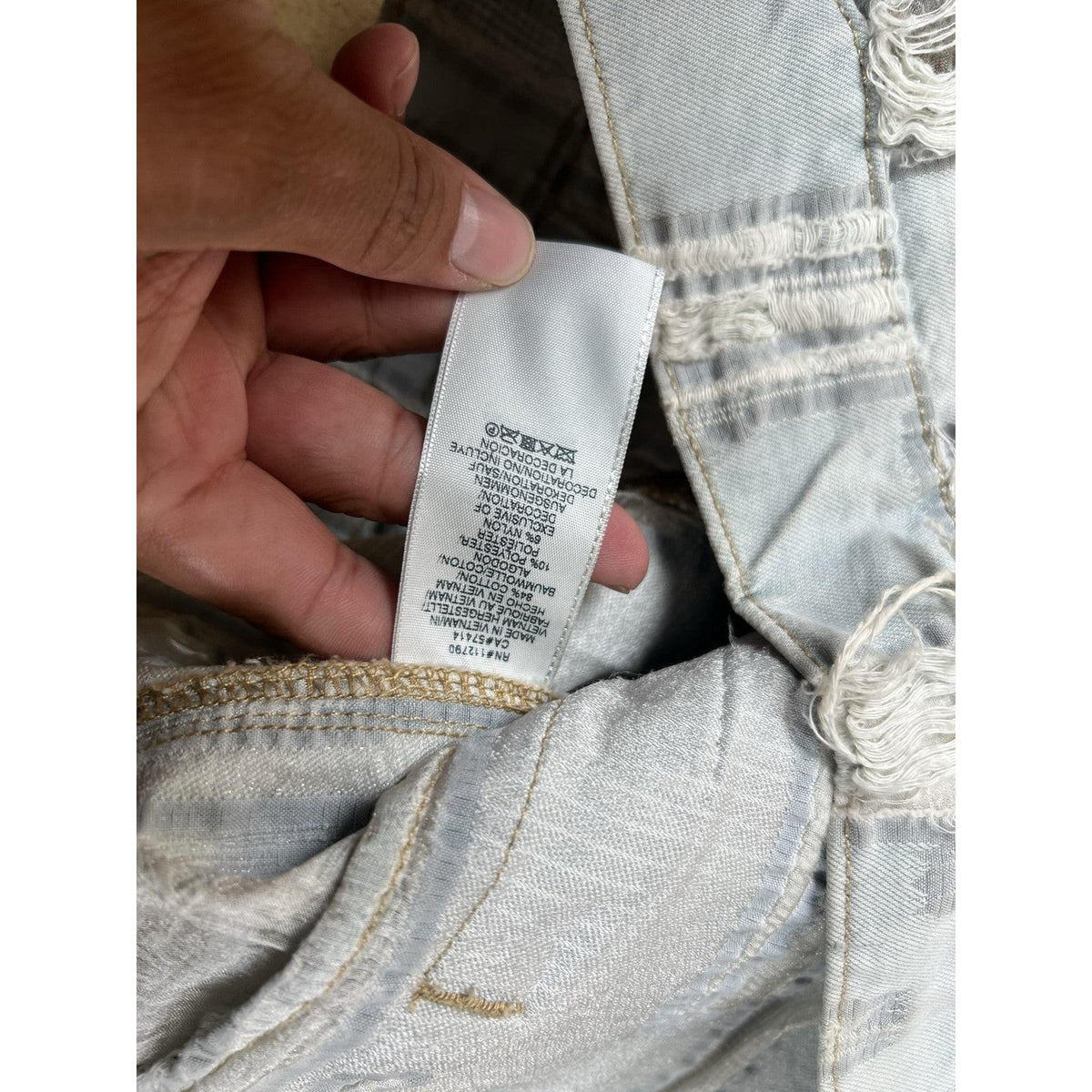 True Religion Jacket Womens XS Light Blue Distressed Fringe Denim Short Casual