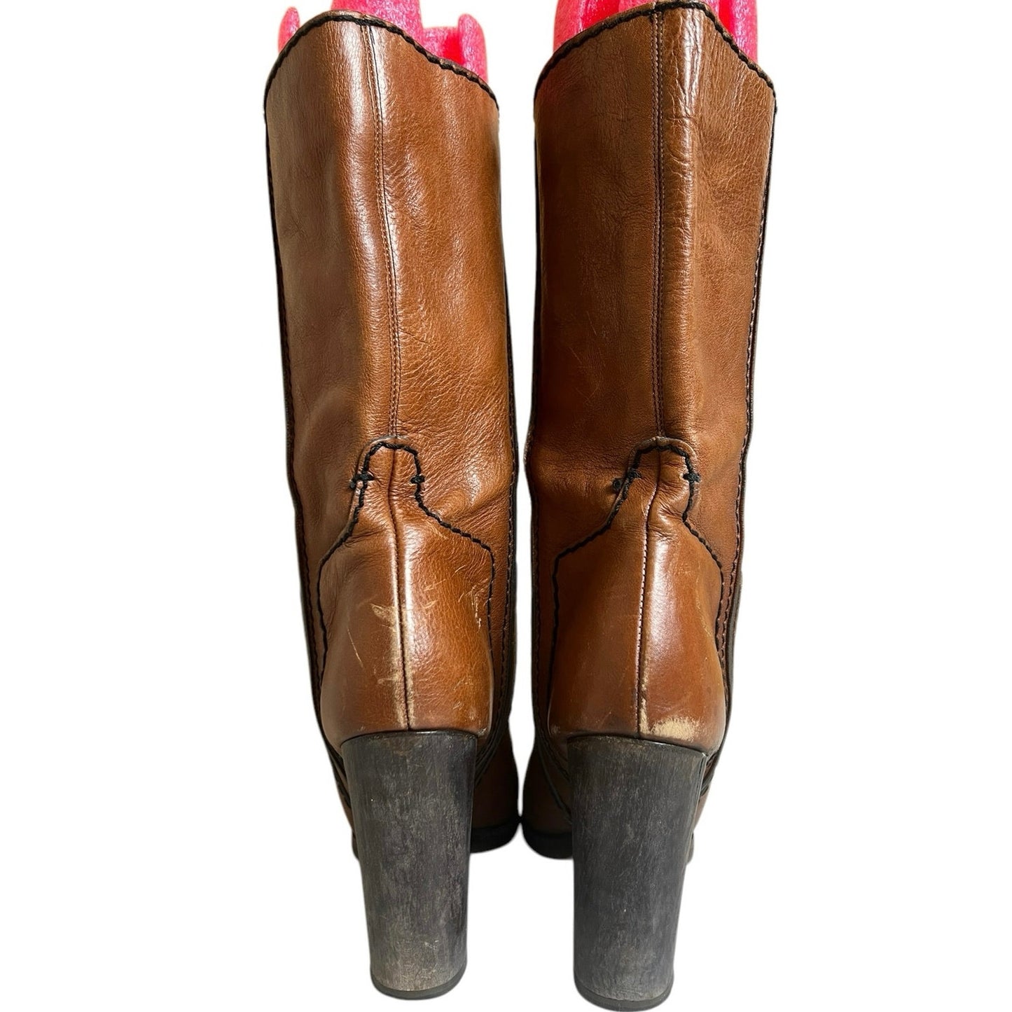 Chloe Tall Leather Heel Boots Size 36 Made In Italy Bohemian Chic