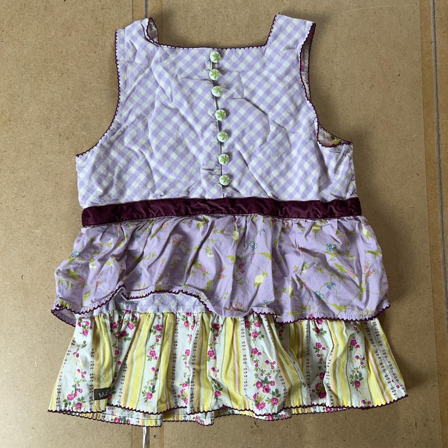 Matilda Jane Dress Girls 4 Purple Floral Camisole Straps Embroidered Lightweight